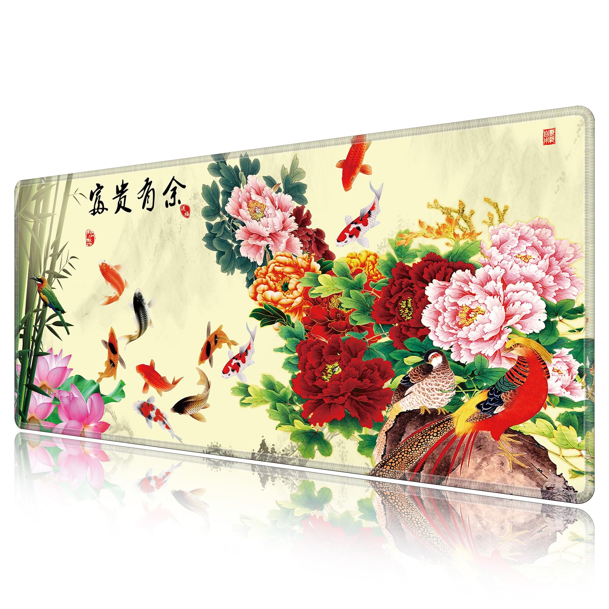 LL-COEUR XXL Landscape Gaming Mouse Pad Computer Keyboard Mat Office Desk Pad (Fish, 35.4" x 15.7"