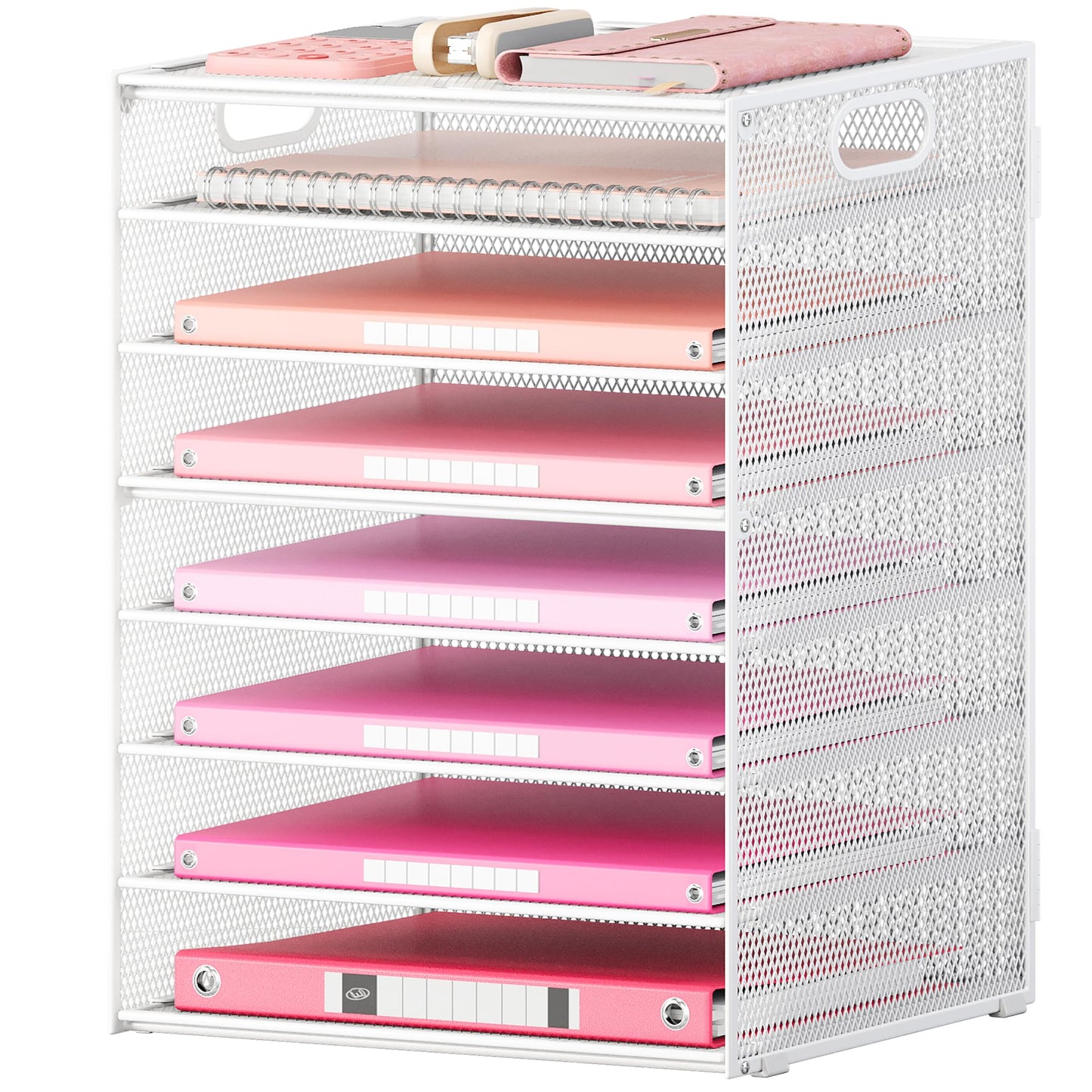 Lavatino 8-Tier Letter Tray Desk Paper Organizer, Mesh File Tray Organizer for Desk, Office