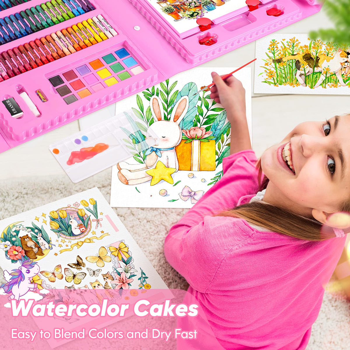 Soucolor 283Pcs Art Supplies Drawing Set Easel Pads Coloring School Gift