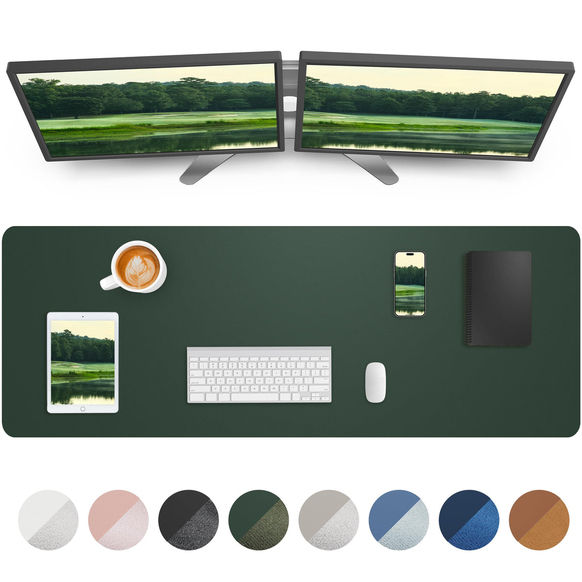 AFIING Leather Desk Pad Protector, Mouse Pad, Office Desk Mat, Non-Slip PU Leather Desk Blotter