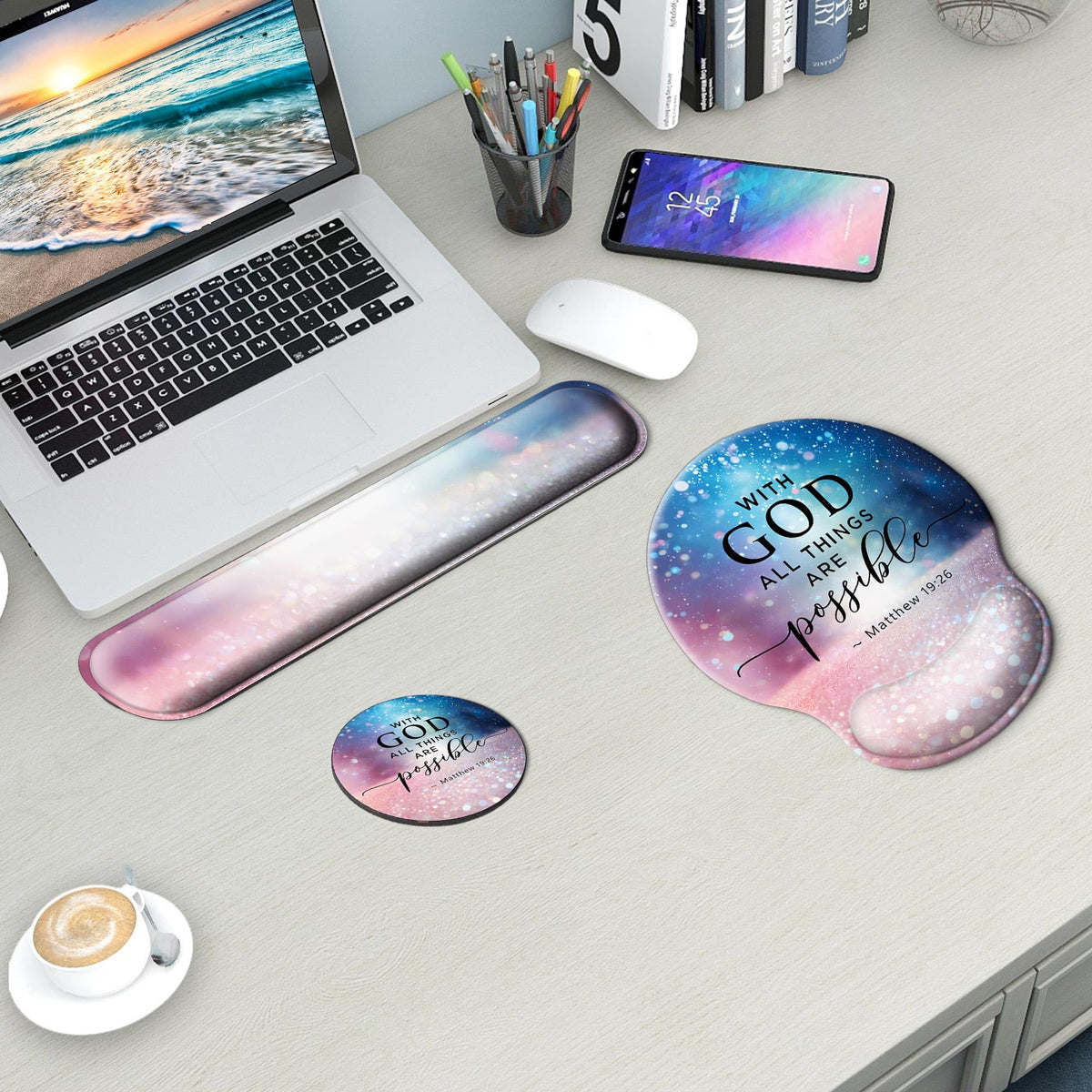 Wiabsi Mouse Pad and Keyboard Wrist Rest Support,Ergonomic Mouse Pad Set