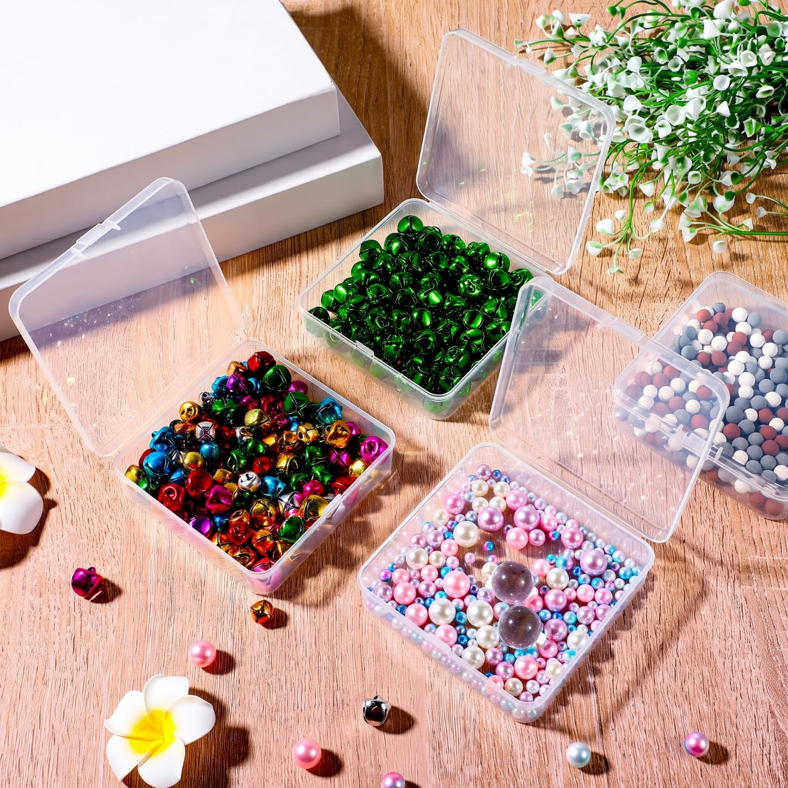 Jetec 30 Pieces Small Clear Plastic Storage Box, 4.5 x 3.3 x 1.2 Inch