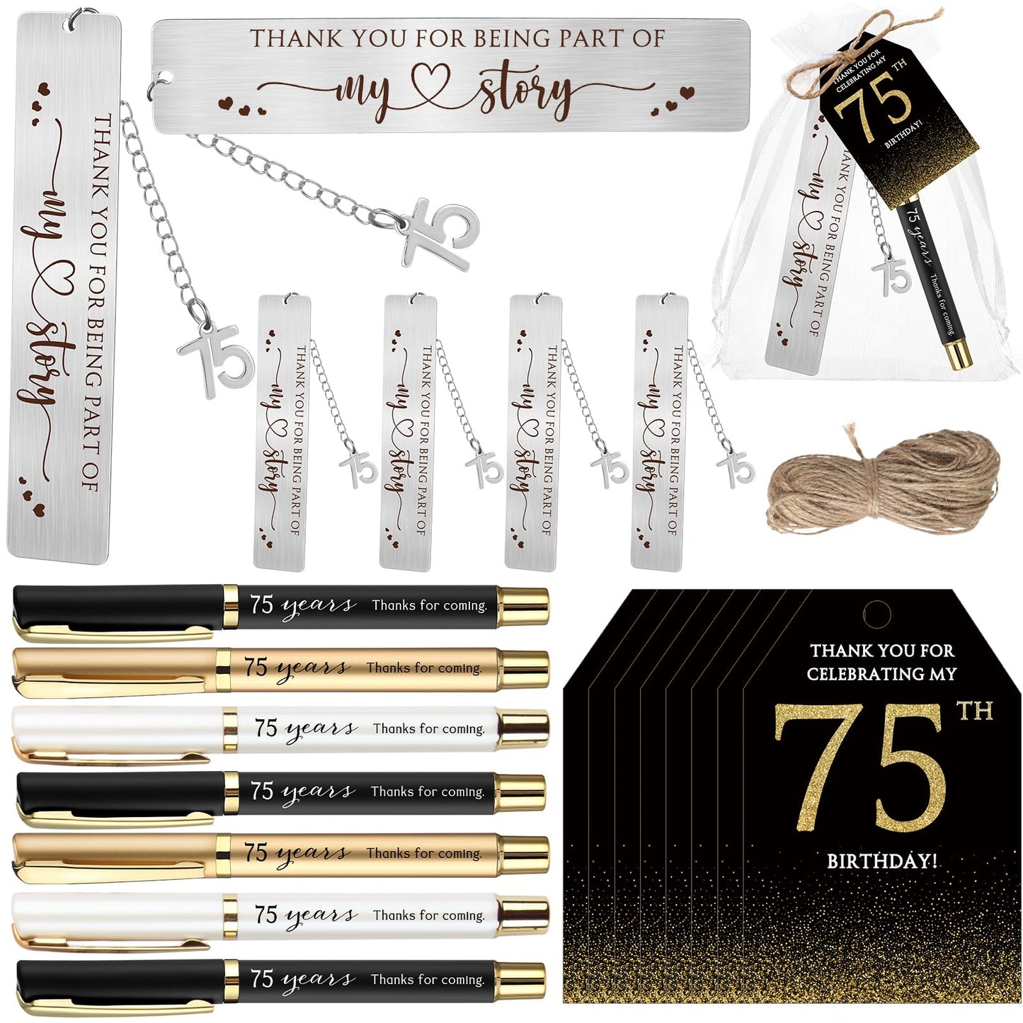 Sinload 25 Sets Birthday Favors for Guests 25 Thanks for Coming Ballpoint Pens 25 Metal Bookmarks