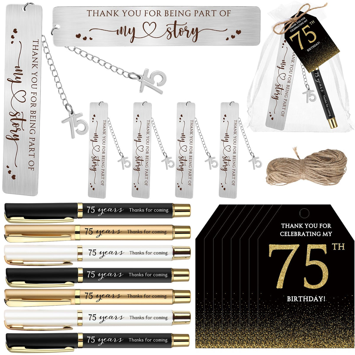 Sinload 25 Sets Birthday Favors for Guests 25 Thanks for Coming Ballpoint Pens 25 Metal Bookmarks