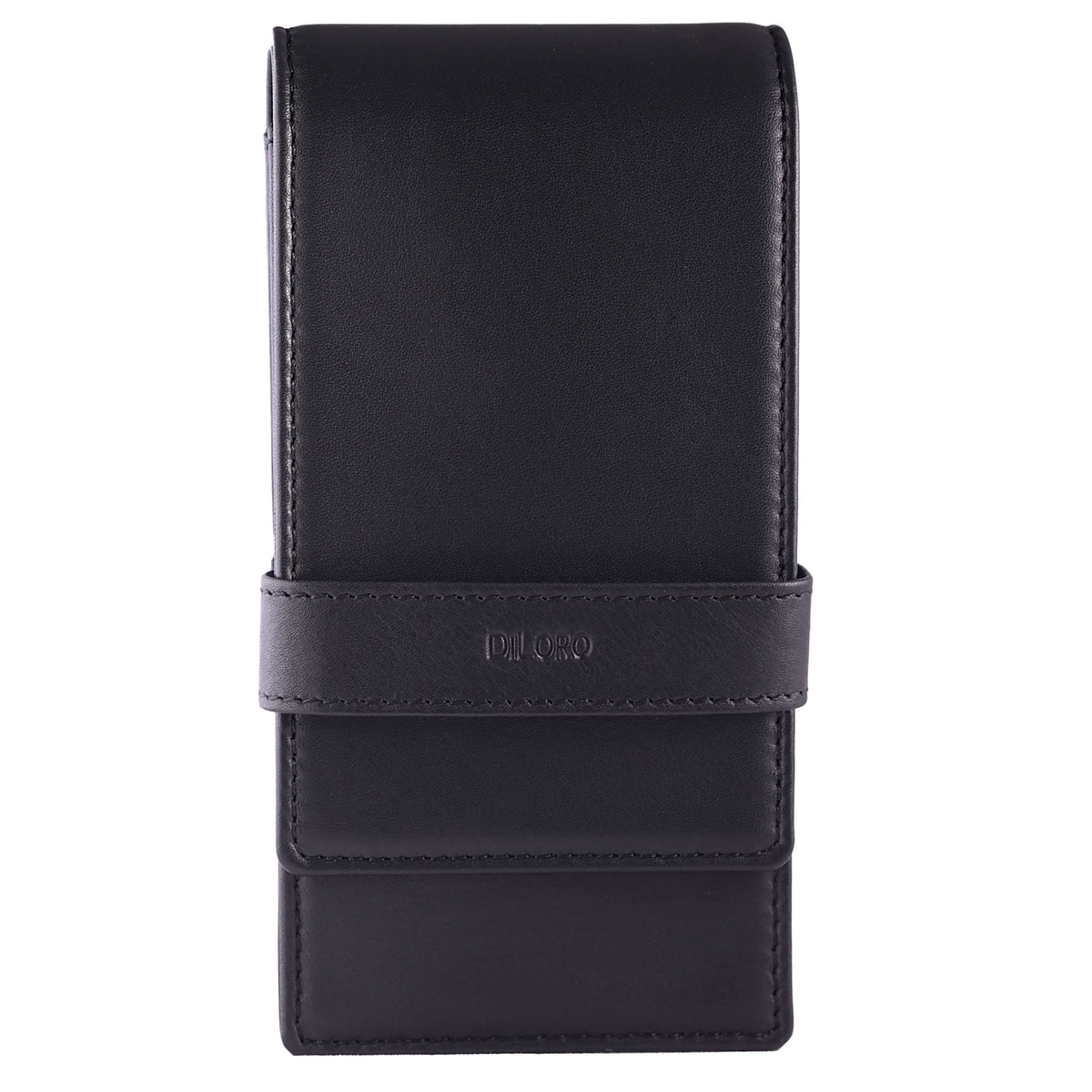 DiLoro Leather Quad Pen Case Pencil Pouch Holder for Four Fountain Ballpoint Rollerball Pens and