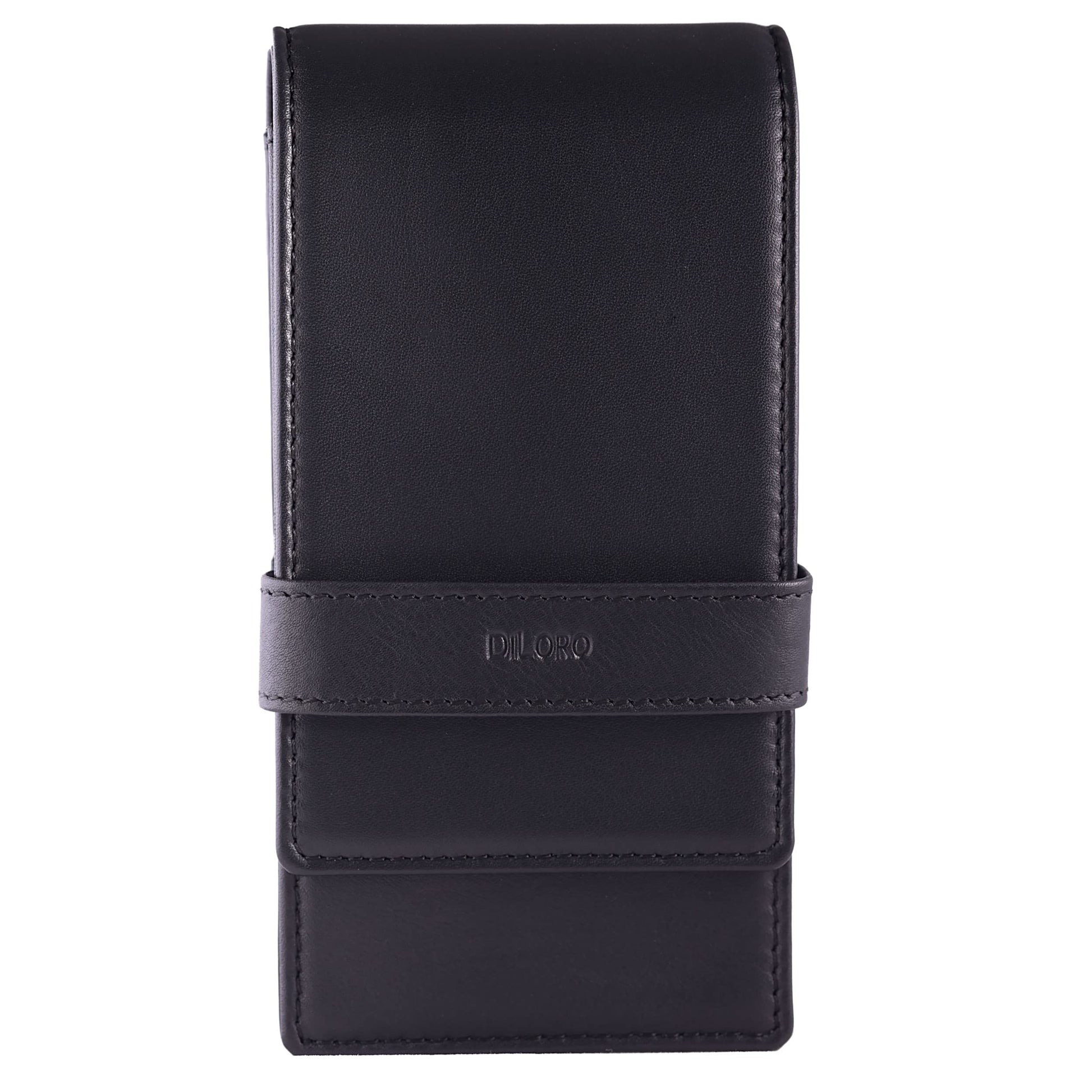 DiLoro Leather Quad Pen Case Pencil Pouch Holder for Four Fountain Ballpoint Rollerball Pens and