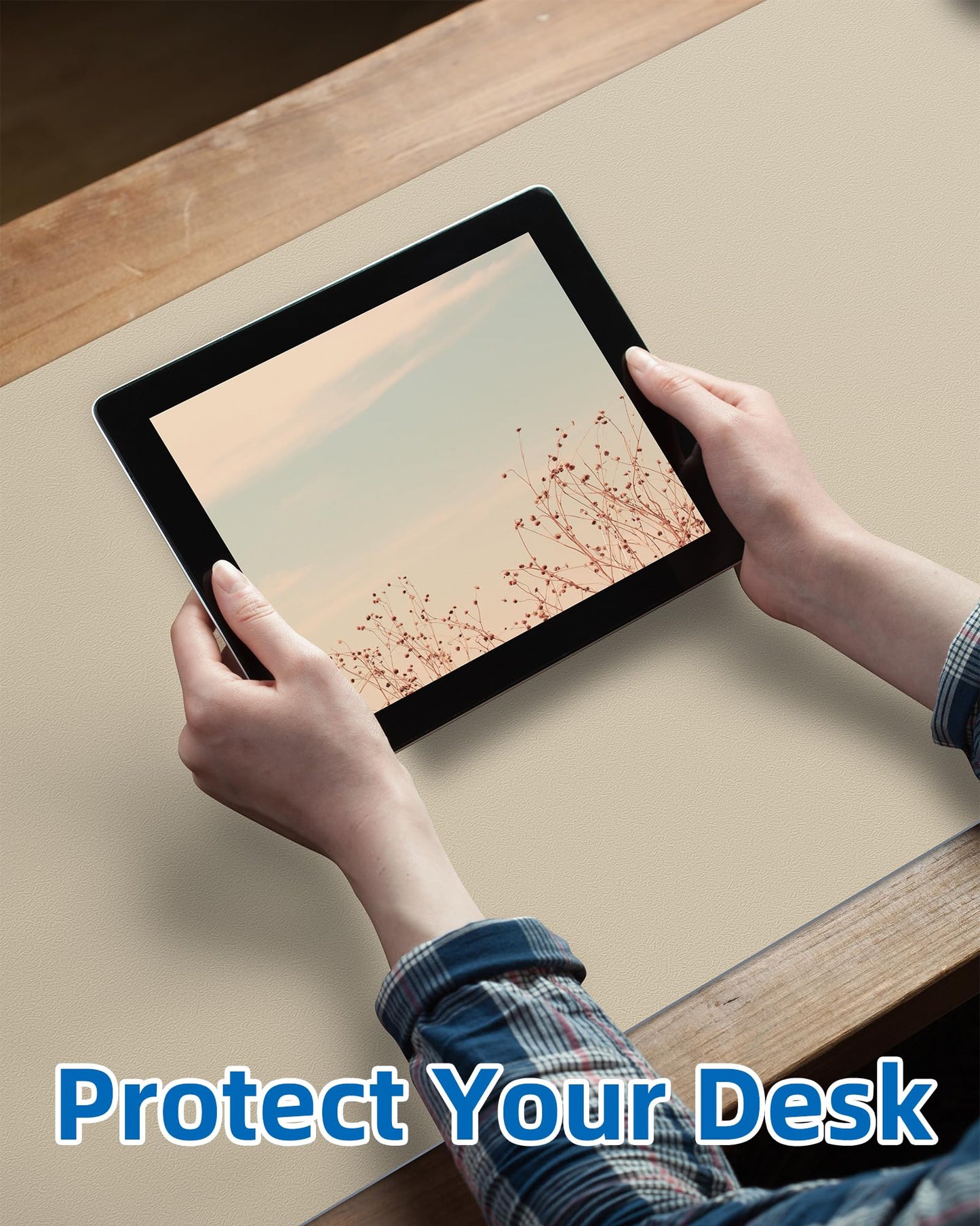 AFIING Leather Desk Pad Protector, Mouse Pad, Office Desk Mat, Non-Slip PU Leather Desk Blotter
