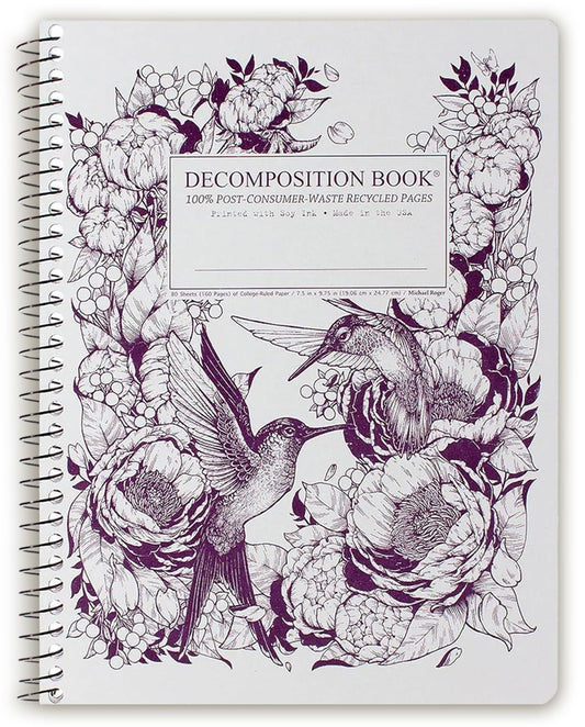 Decomposition Hummingbirds College Ruled Spiral Notebook - 9.75 x 7.5 Journal with 160 Lined Pages