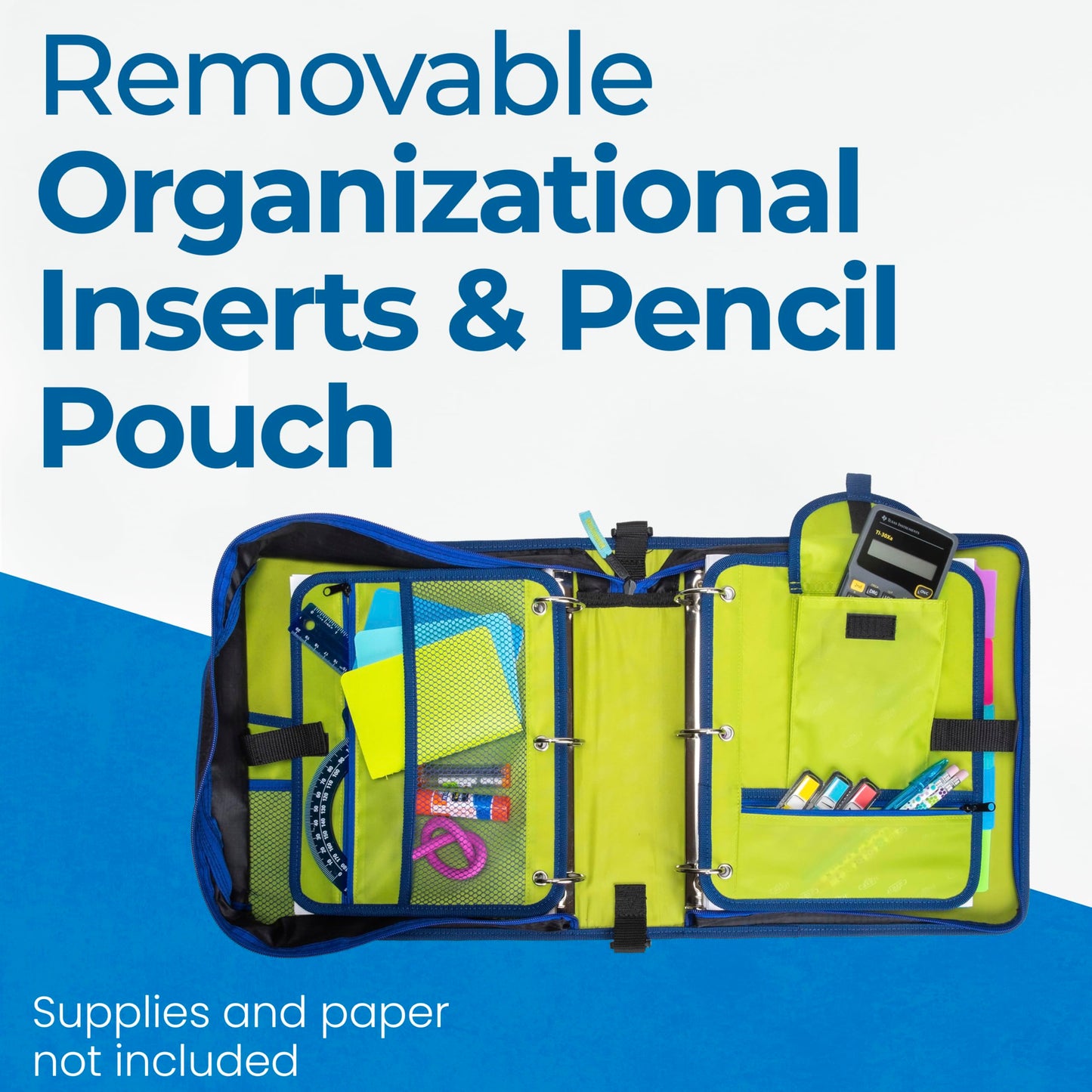 Case-it The Dual 2-in-1 Zipper Binder | Two 1.5-Inch D-Rings, 600 Sheet Capacity, Pencil Pouch &