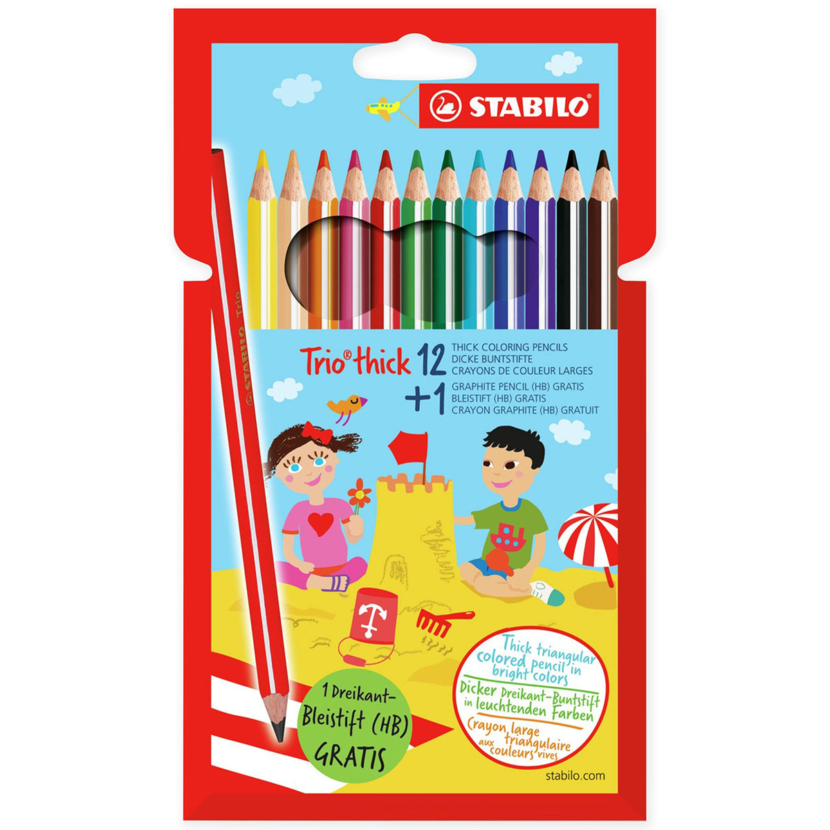 STABILO Triangular Coloured Pencils Trio Thick 12+1 Promo Case