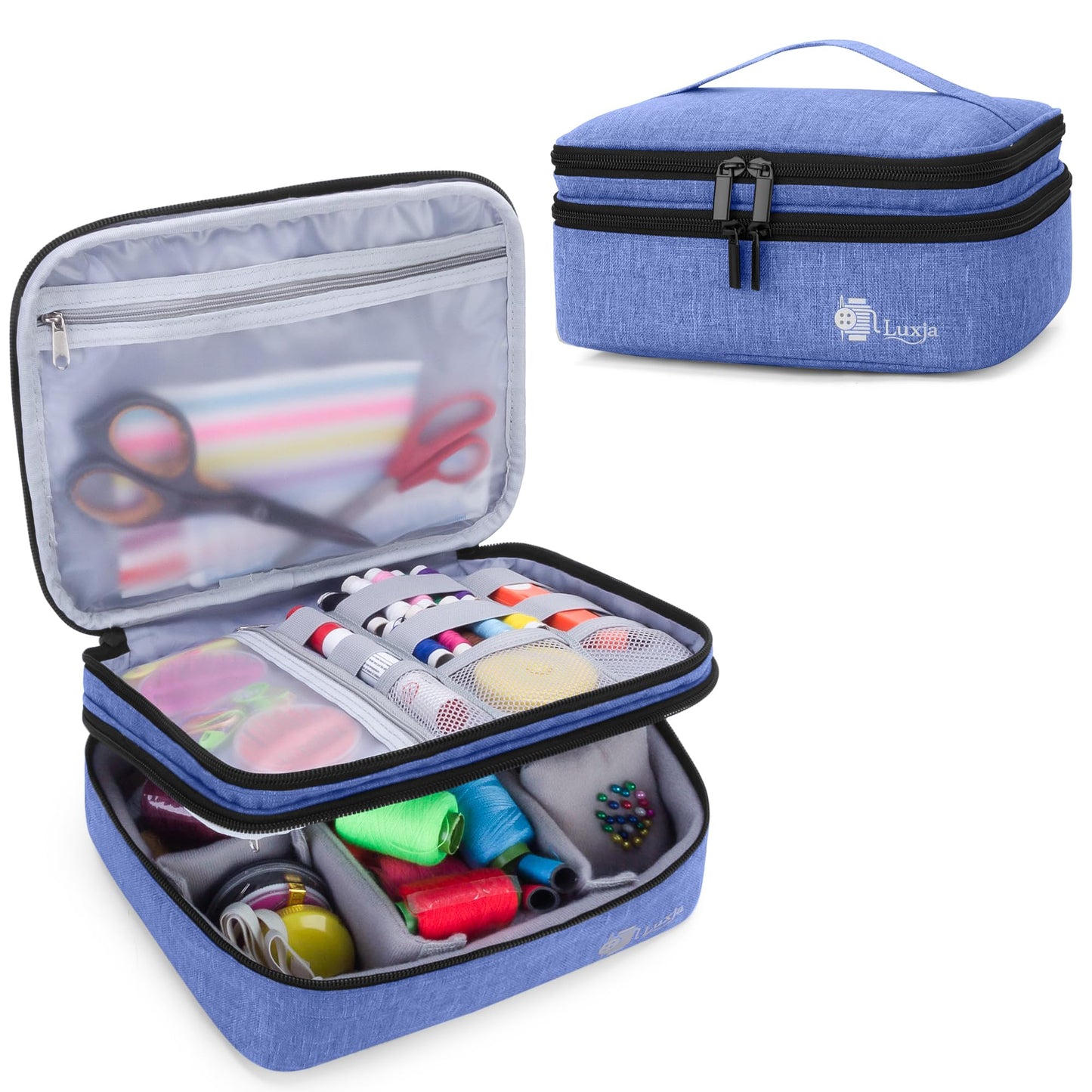 Luxja Double-Layer Medium Sewing Organizer, Dark Blue