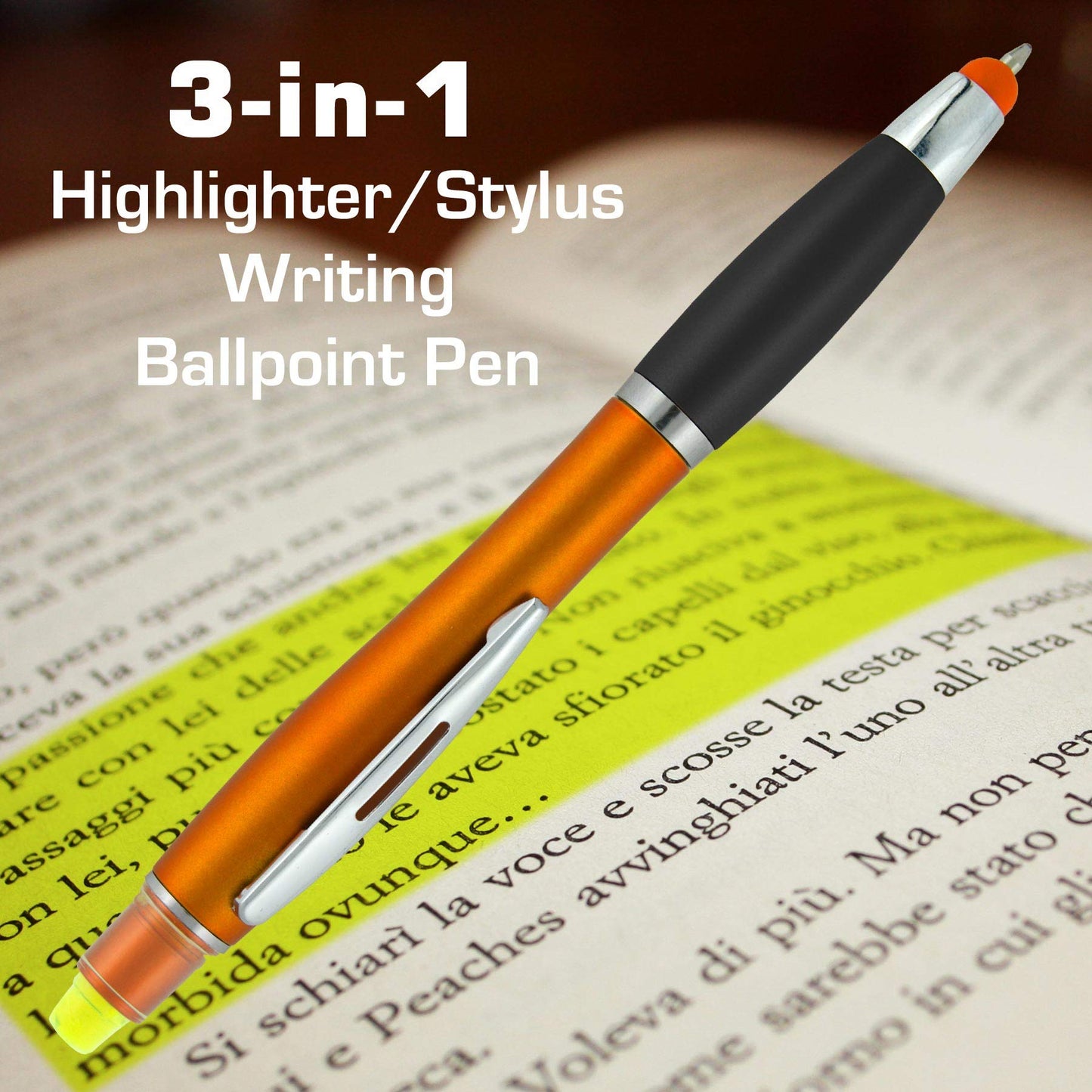 SyPen Bible Highlighter with Pen and Stylus for Touchscreens, 3 in 1 Combo, All Yellow