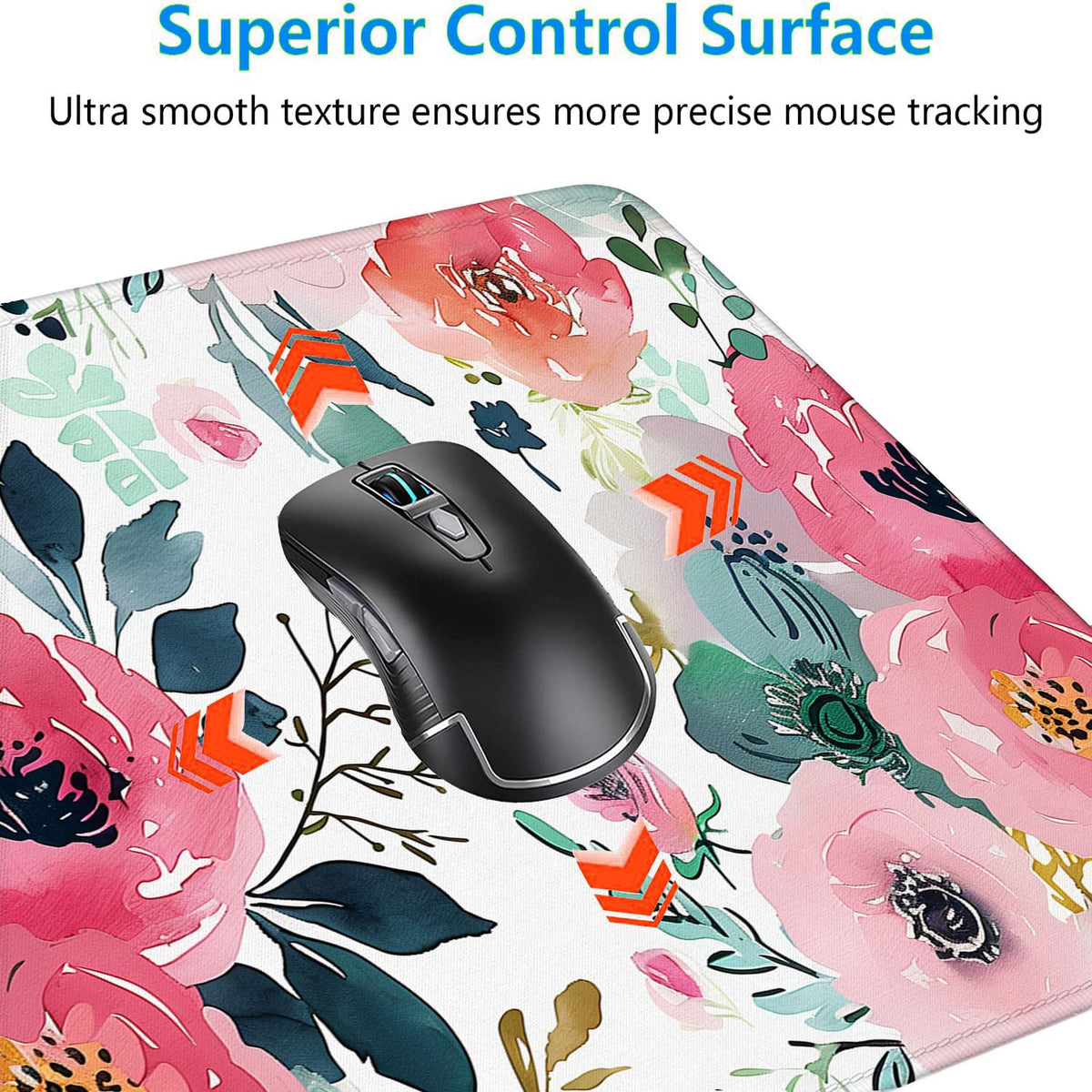 Pink Floral Gaming Mouse Pad Watercolor Flower Plant Large Gaming Mouse Mat with Stitched