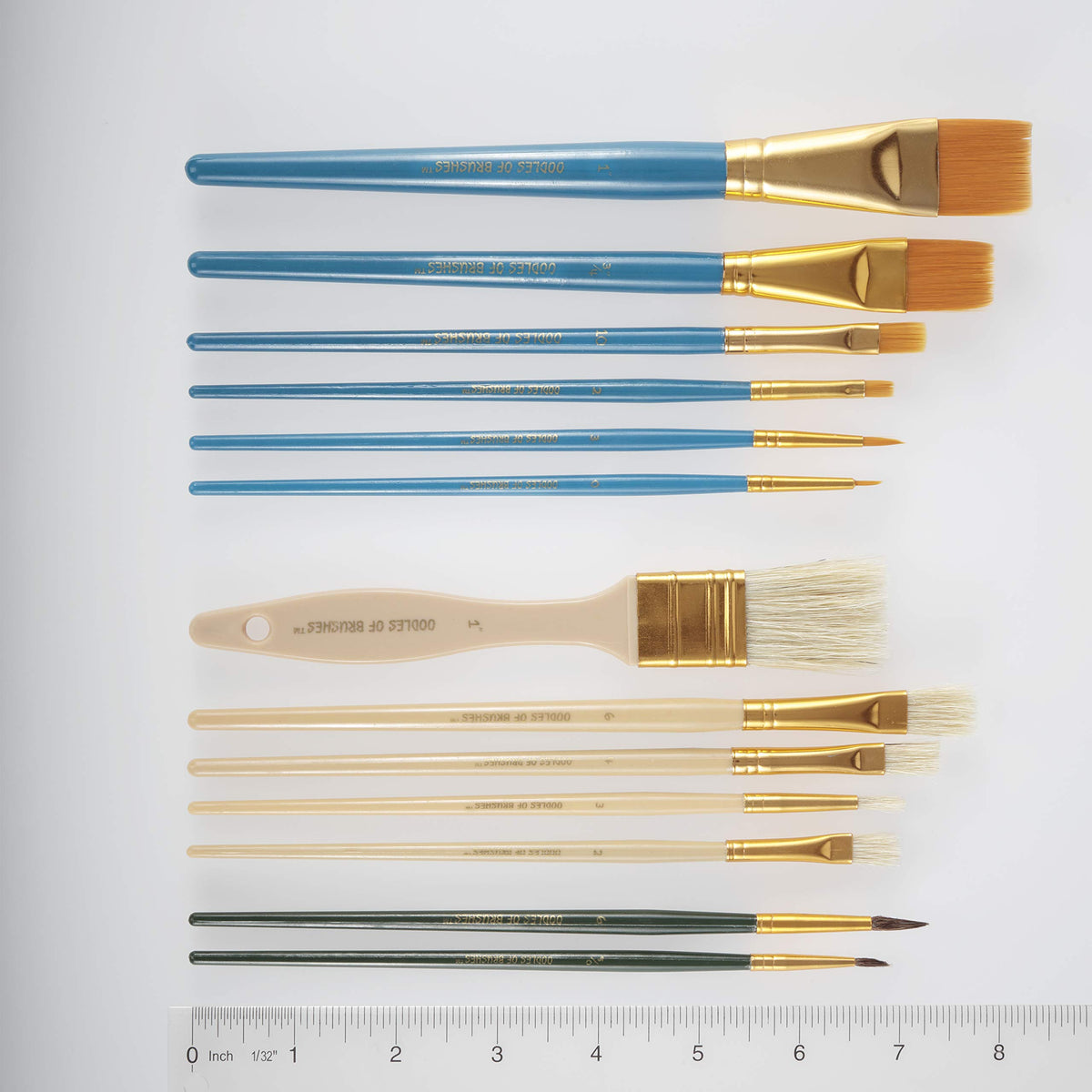 Oodles of Brushes Economical Art Brush Set of 25 - Balanced Assortment of Economical Brushes for