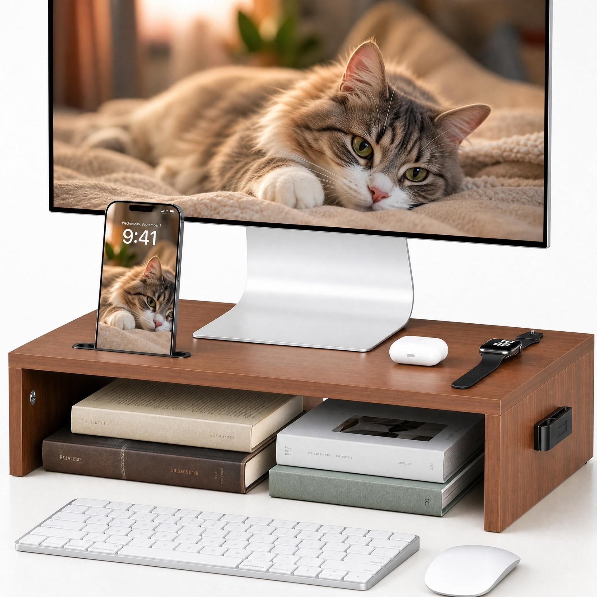 BONTEC Monitor Stand Riser with Cellphone Holder & Cable Management