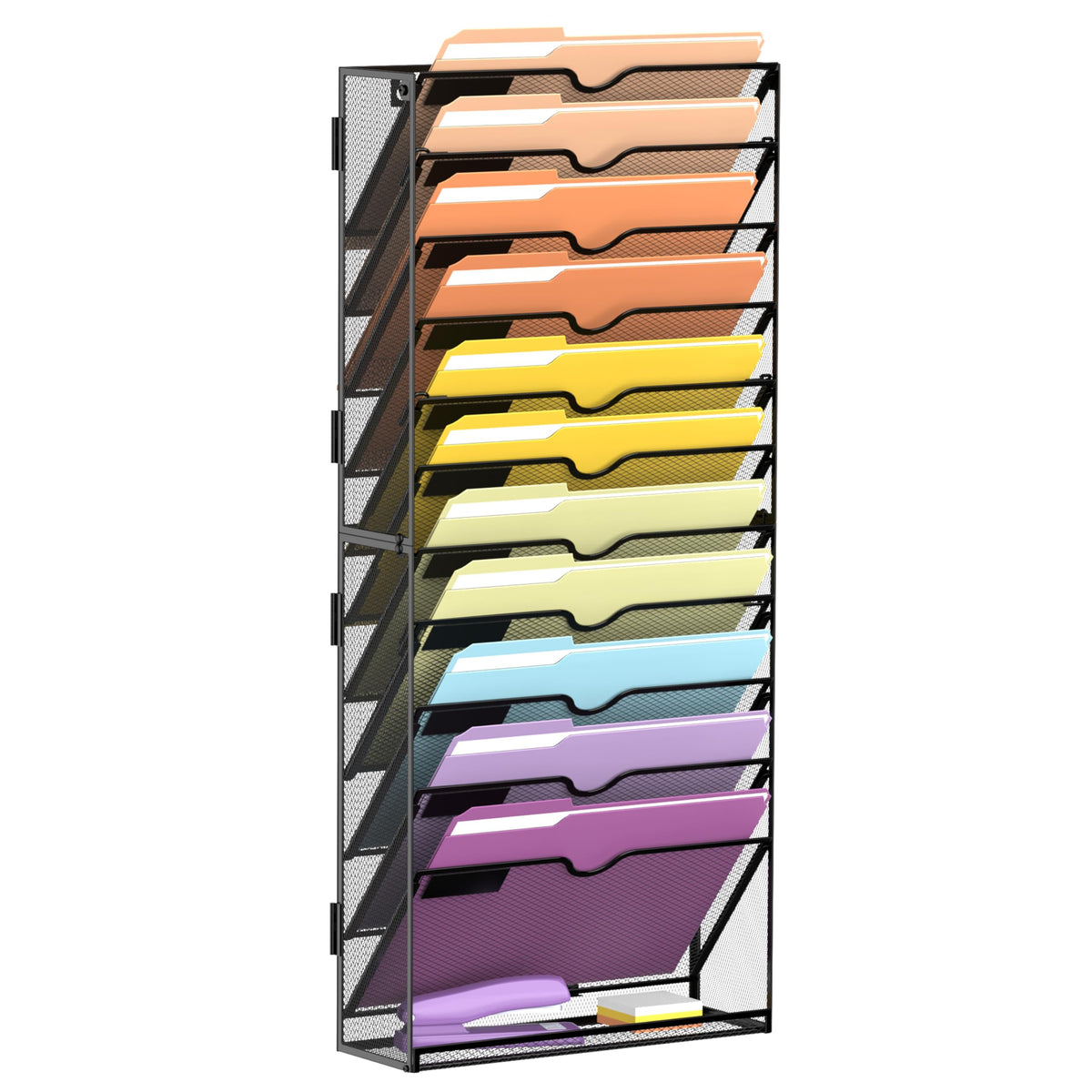 SUPEASY 12-Tier Wall File Organizer, Mesh Hanging Wall Mount File Holder