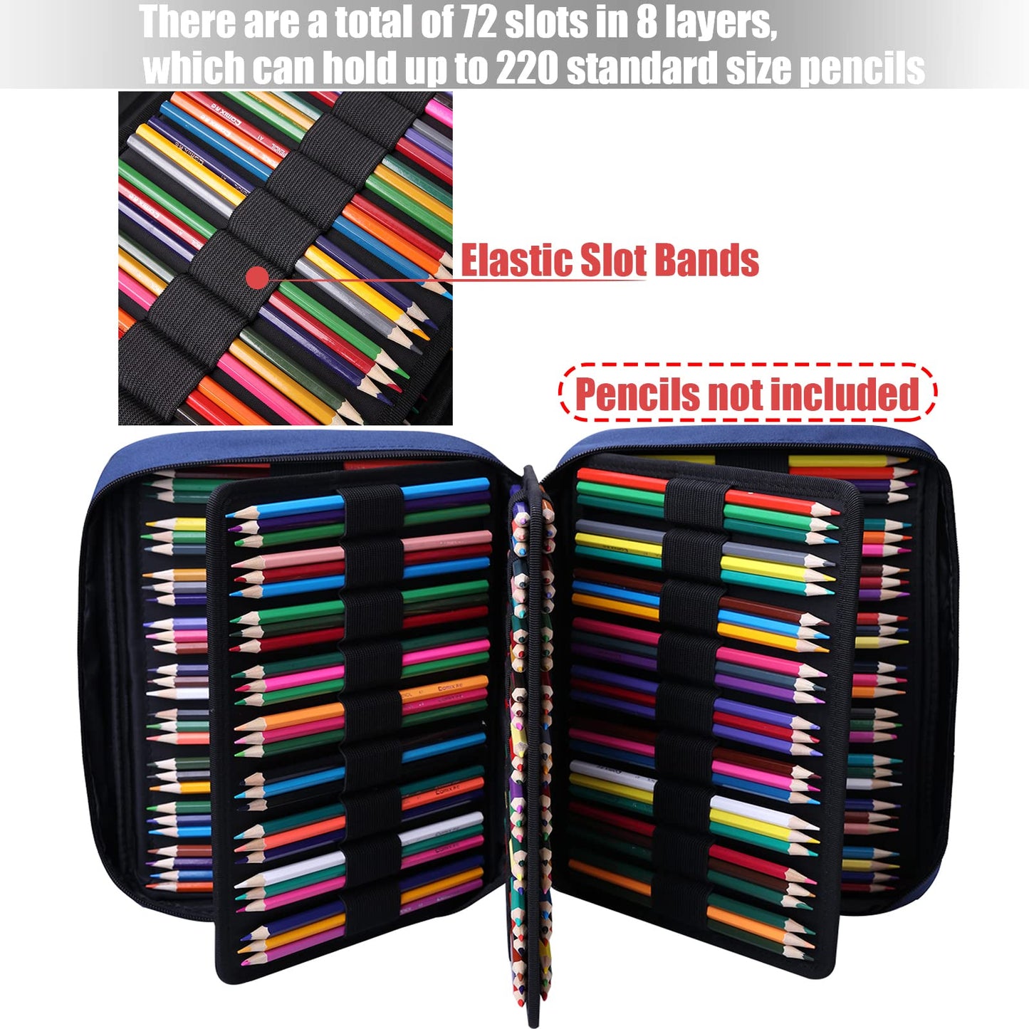 AYVANBER Colored Pencil Case 220 Slots Gel Pens Holder Waterproof Organizer Bag Portable Artist