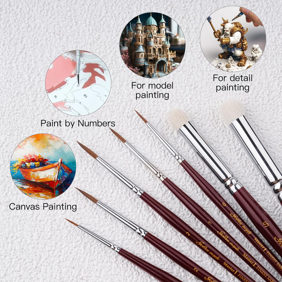 Kolinsky Sable Miniature Paint Brushes - Golden Maple 7pcs Detail Paint Brushes Drybrushes for