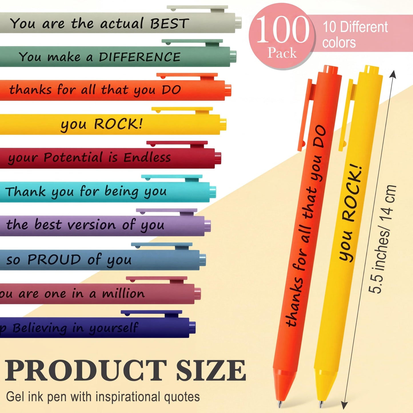Crtiin 100 Pcs Inspirational Pens Bulk Vivid Colors, Inspirational
