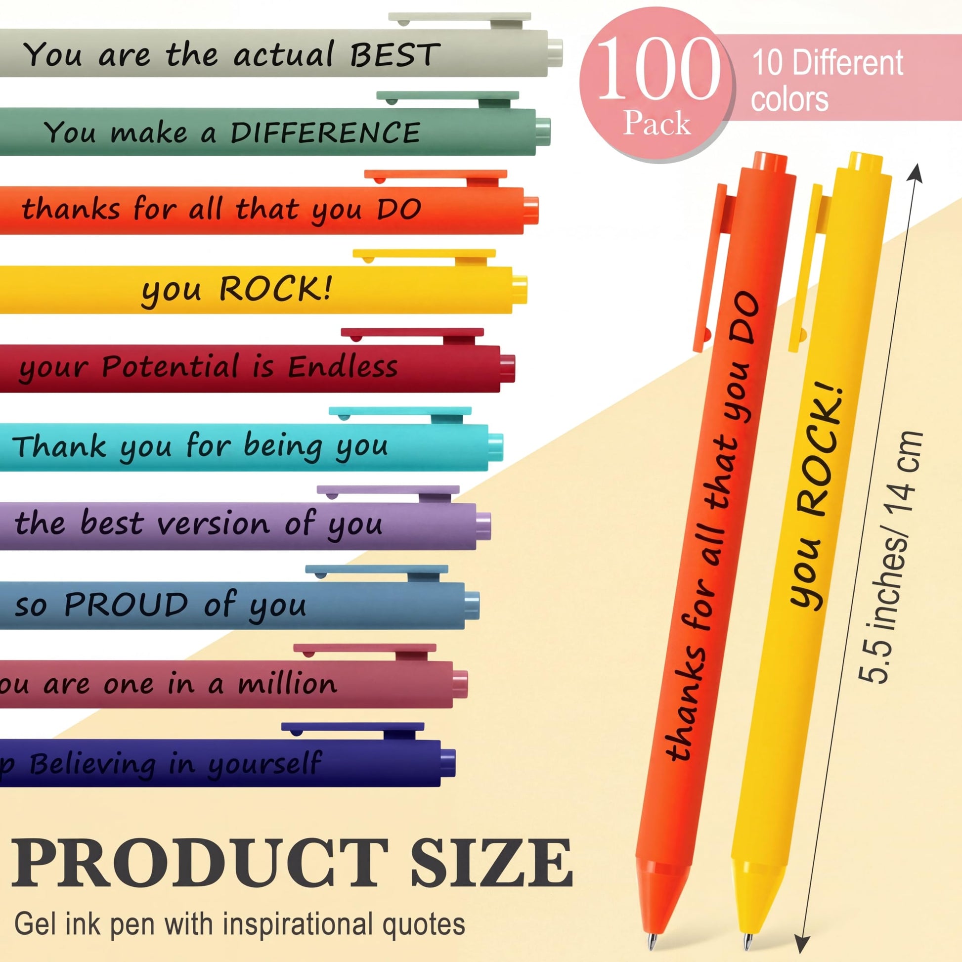 Crtiin 100 Pcs Inspirational Pens Bulk Vivid Colors, Inspirational