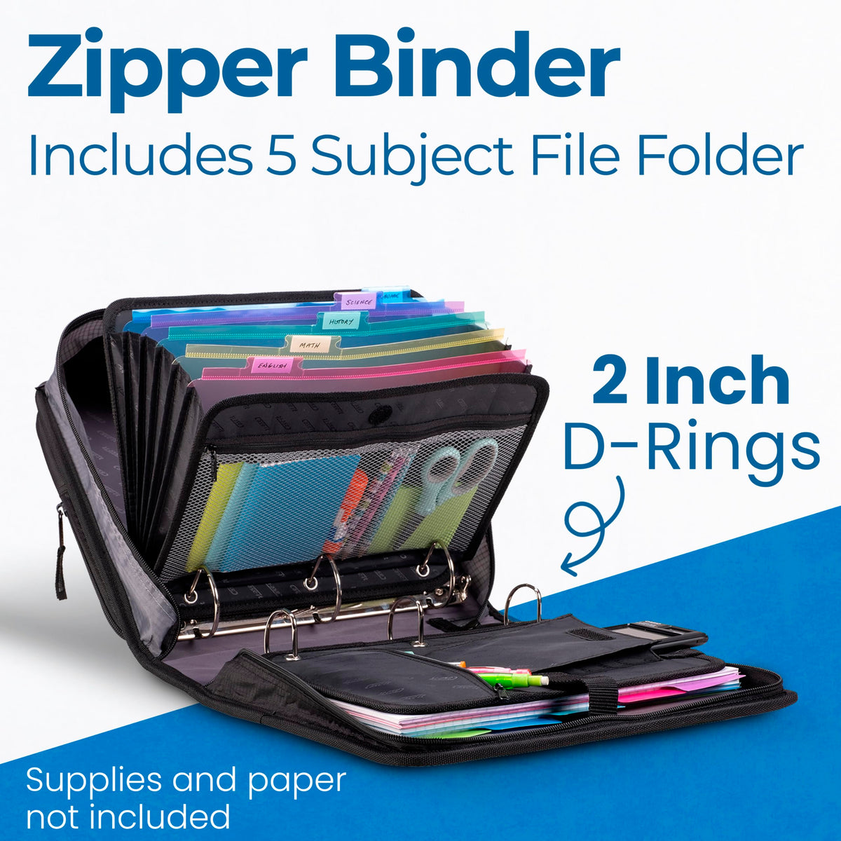 Case-it Dual Zipper Binder | Two 2" D-Rings | 700-Sheet | Dual-301 Pink