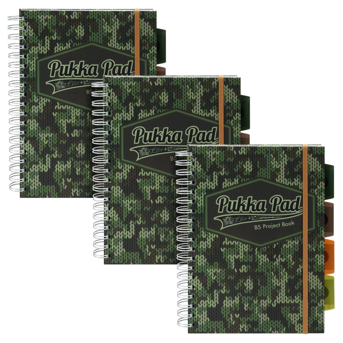 Pukka Pad 5 Subject Spiral Notebook 3-Pack - 200 Pages, 100 Sheets of 80GSM Paper with
