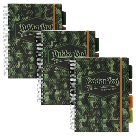 Pukka Pad 5 Subject Spiral Notebook 3-Pack - 200 Pages, 100 Sheets of 80GSM Paper with