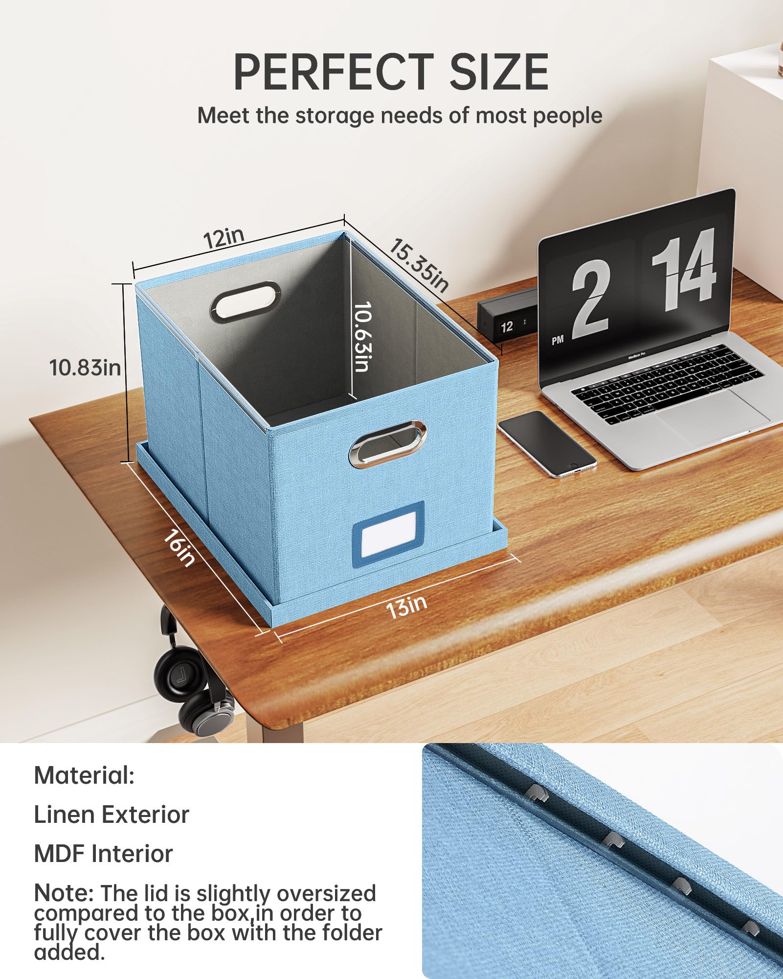 Oterri File Organizer, File Box, File Cabinet for Letter File Folder Storage, Portable Storage Bins
