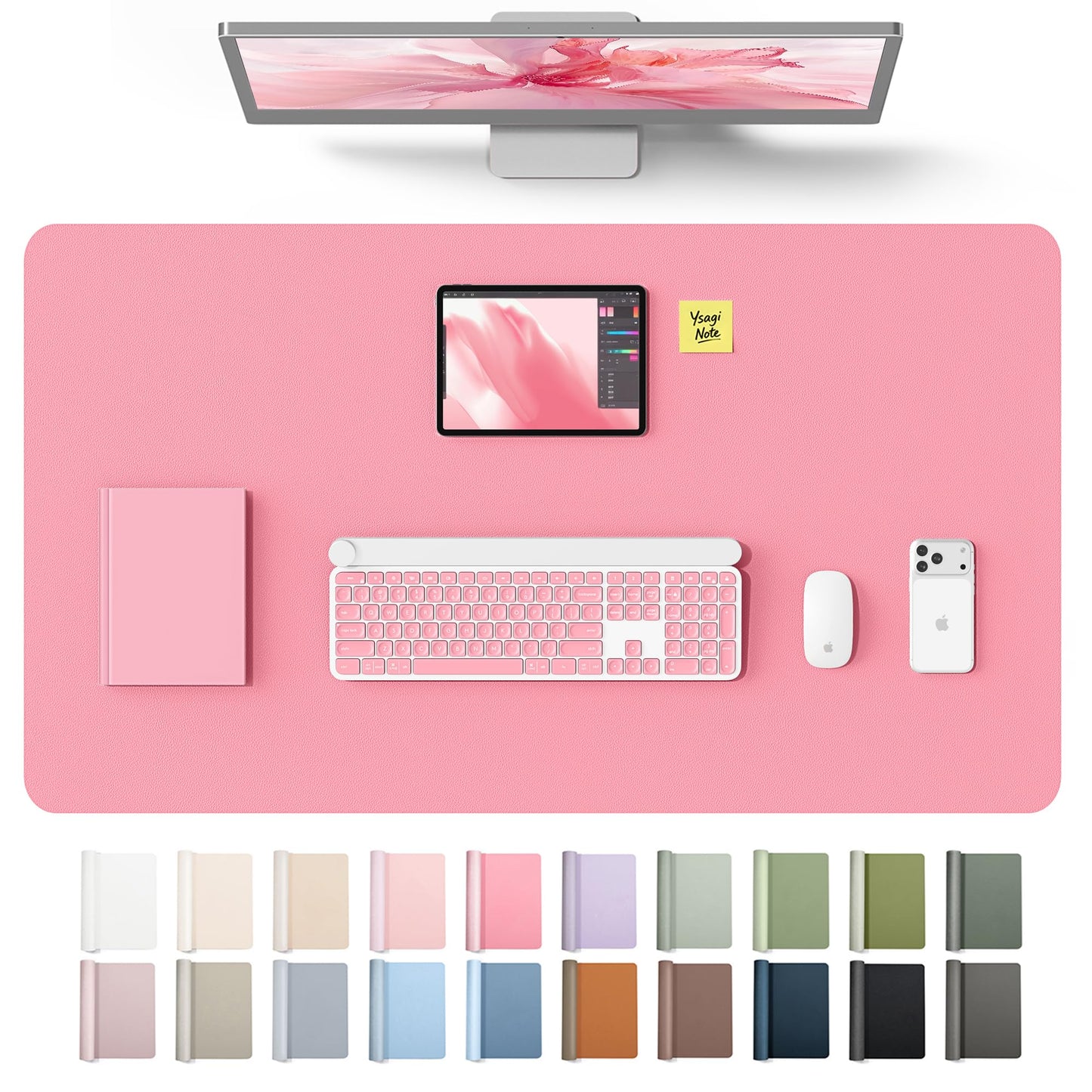 YSAGi Leather Desk Protector, Office Mat, Large Mouse Mat, Non-Slip PU Leather Blotter, Laptop Desk
