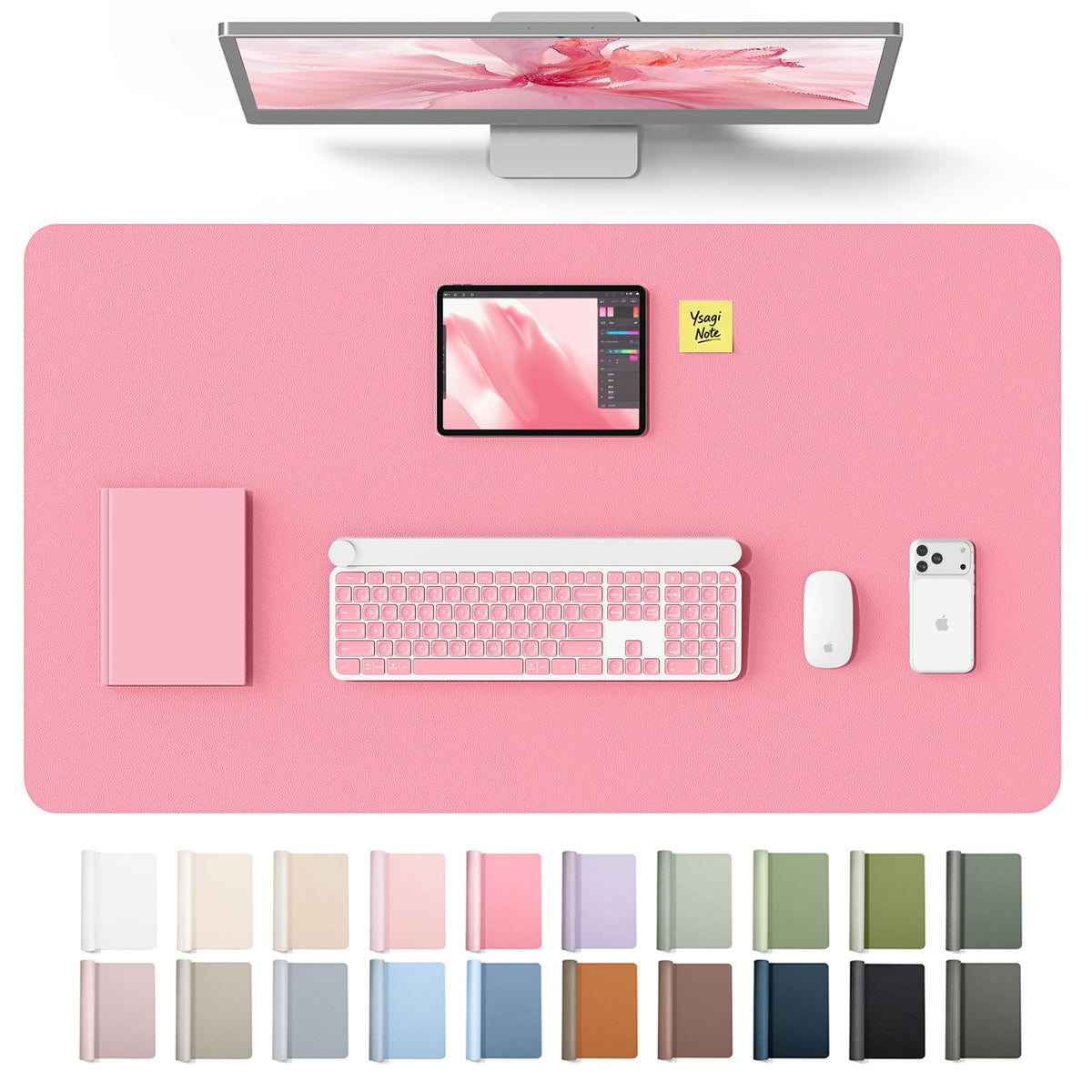 YSAGi Leather Desk Protector, Office Mat, Large Mouse Mat, Non-Slip PU Leather Blotter, Laptop Desk