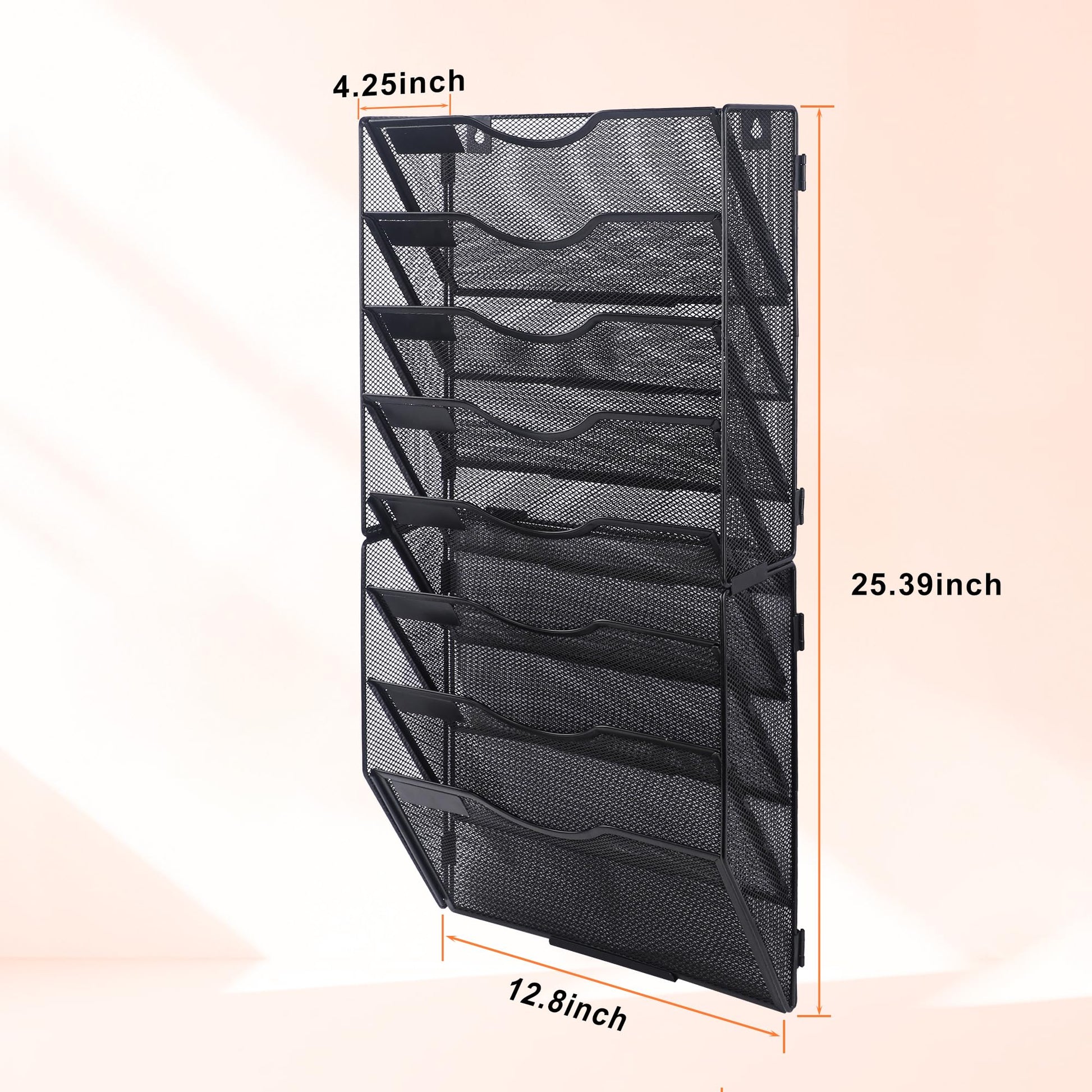 COSYAWN 8 Tier Mesh Hanging Wall File Organizer, Wall Mounted Mail Paper Document Folder Holder for