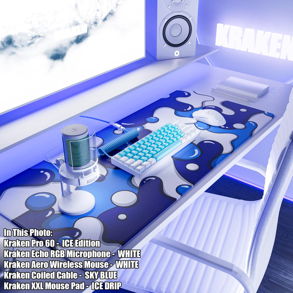 Kraken Gaming Mouse Pad Large Blue XXL Mouse Pad for Gaming - Desk Mat for Keyboard - Thick Artisan