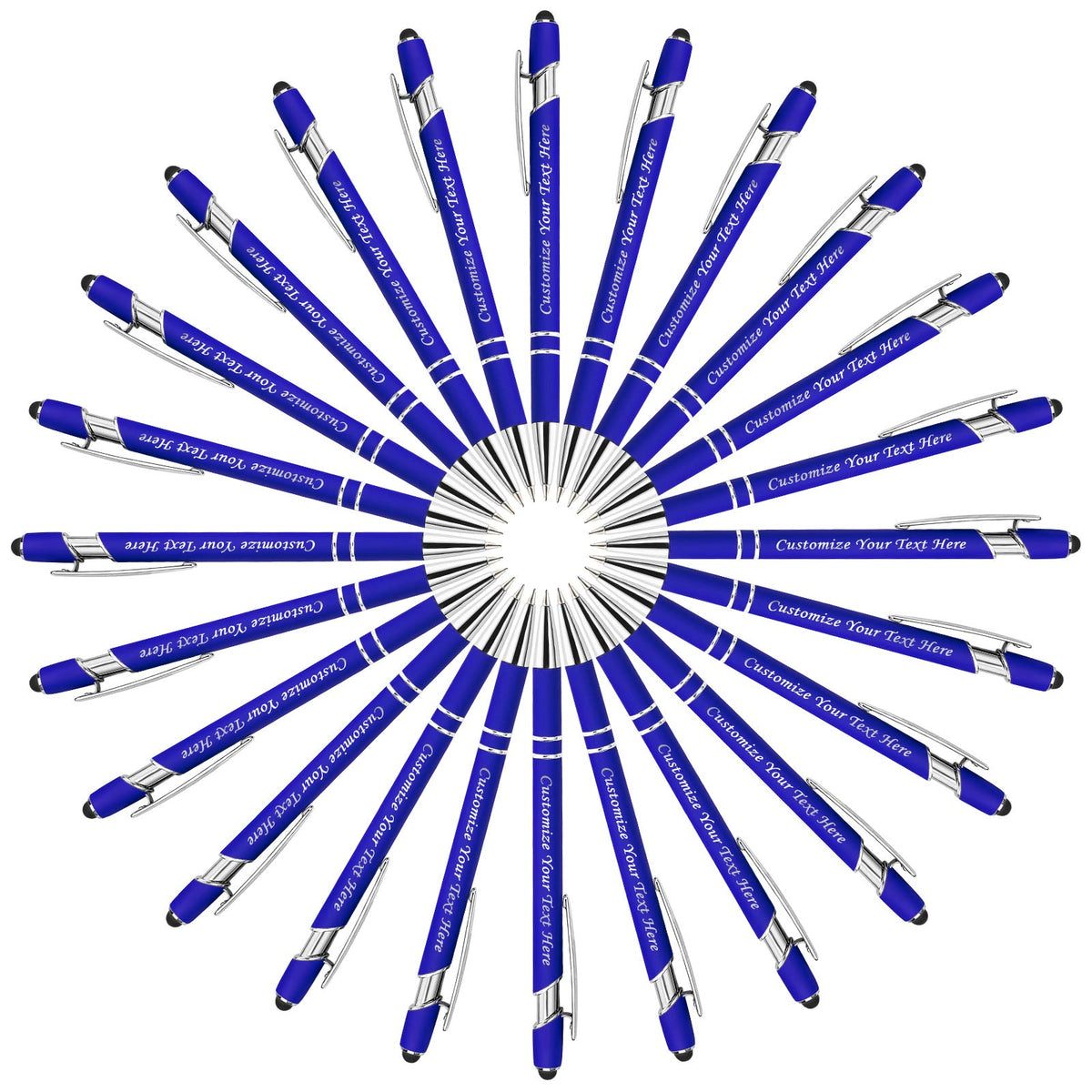 Personalized Pens with Stylus Tip, Custom Engraving Pens 24PCS, Soft Touch Ballpoint Pen, Printed