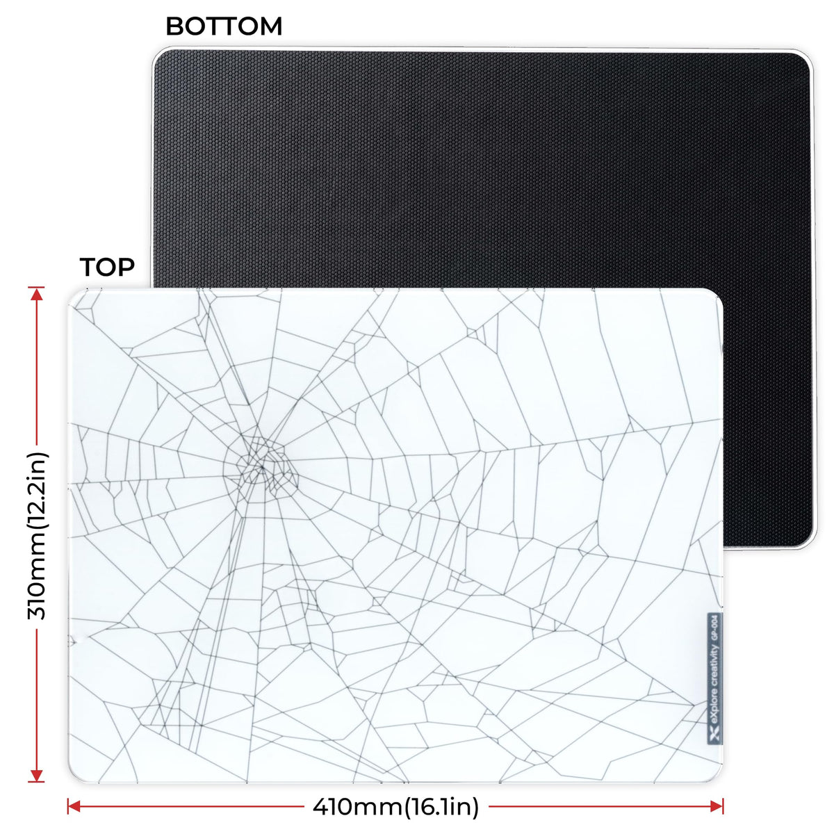 XVX White Spider Webs Glass Gaming Mousepad 4.0,Hard Mousepad for Gaming,Ultra-Smooth Micro-Etched