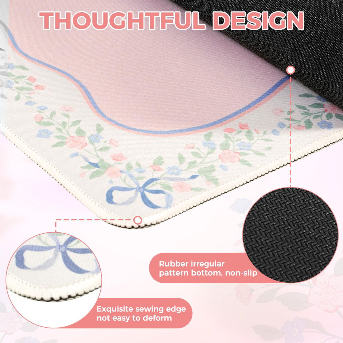 iCasso Pink Desk Mat,Cute Desk Pad for Keyboard and Mouse