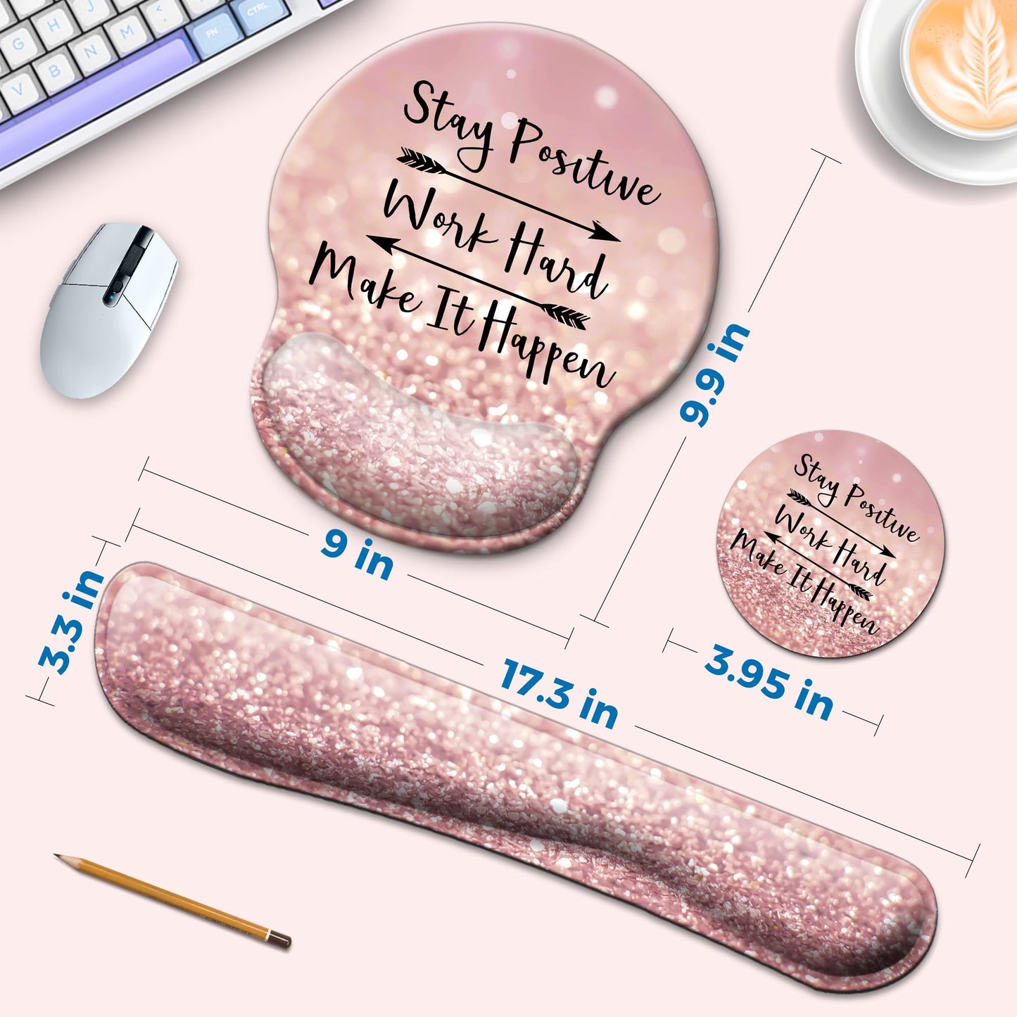 Wiabsi Mouse Pad and Keyboard Wrist Rest Support,Ergonomic Mouse Pad Set