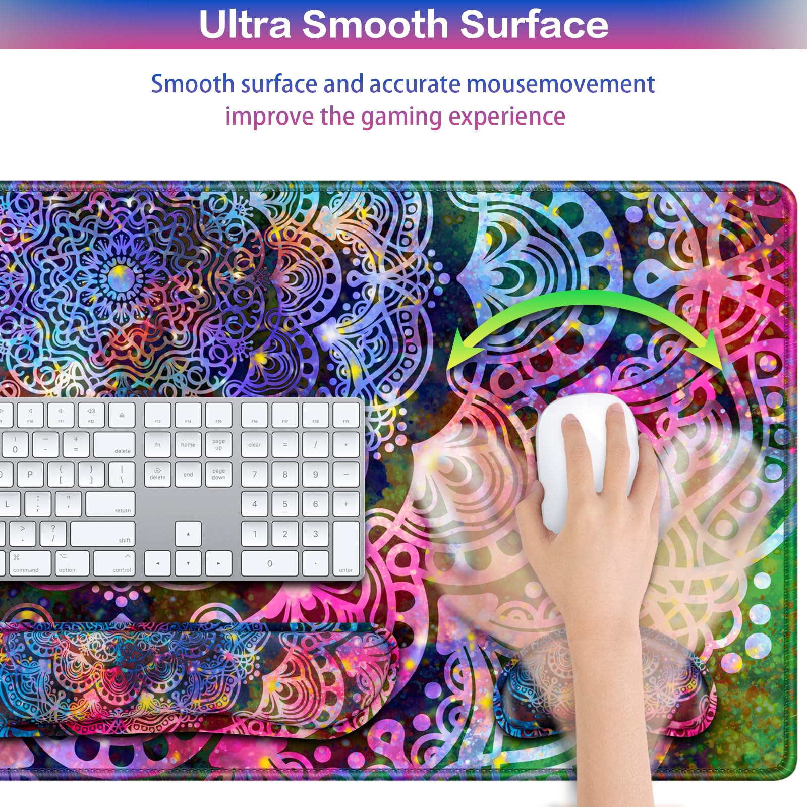 QOMOLAMA Mouse Pad with Wrist Rest, 4-in-1 Large Mousepad Keyboard