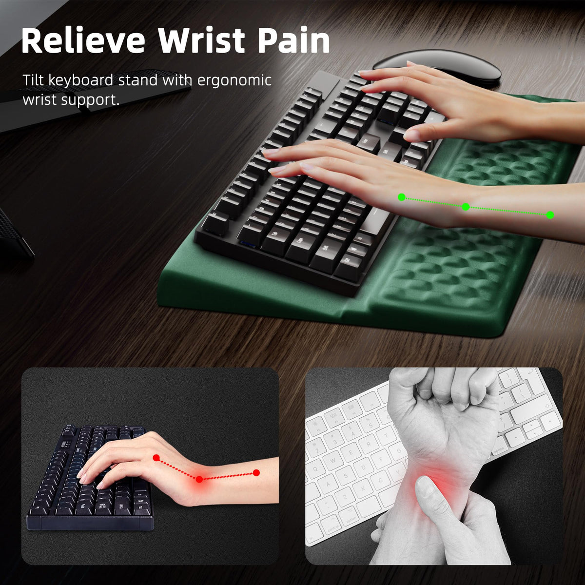 Ospelelf Keyboard Wrist Rest Pad, Comfy Ergonomic Keyboard Stand Riser Holder, Computer Wrist
