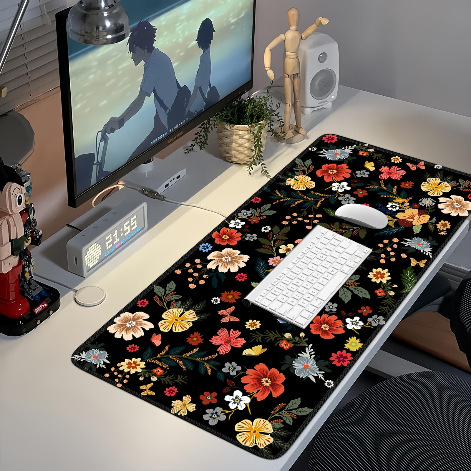 iCasso Desk Matt for Desktop, Cute Desk Pad Mat,Large Mouse Pad,Floral