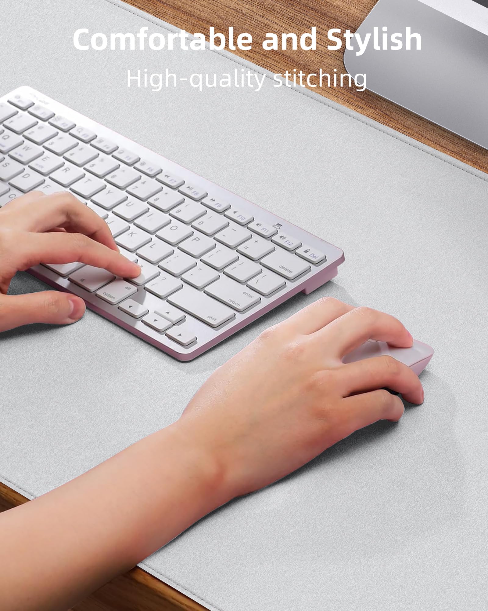 PU Leather Desk Mat Protector - 36"x17" Large Non-Slip Office Desk Pad, Waterproof Keyboard & Mouse