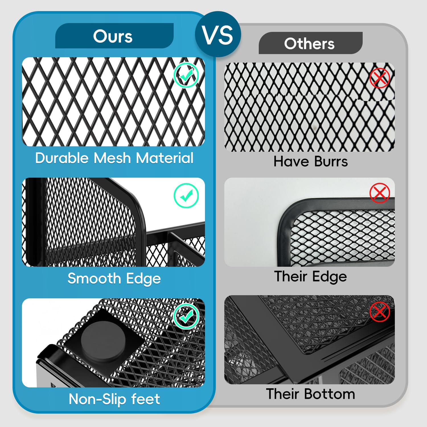 ReePlan Mesh Pen Organizer for Desk, 13 Compartments with Drawer, Black
