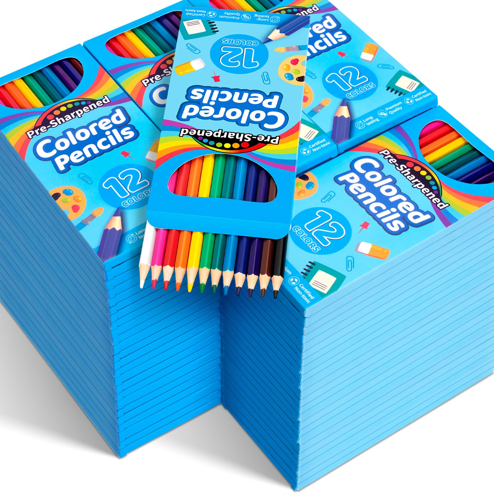 Jyusmile 1152 Count Colored Pencils Bulk, 96 Pack Coloring Pencils for Kids