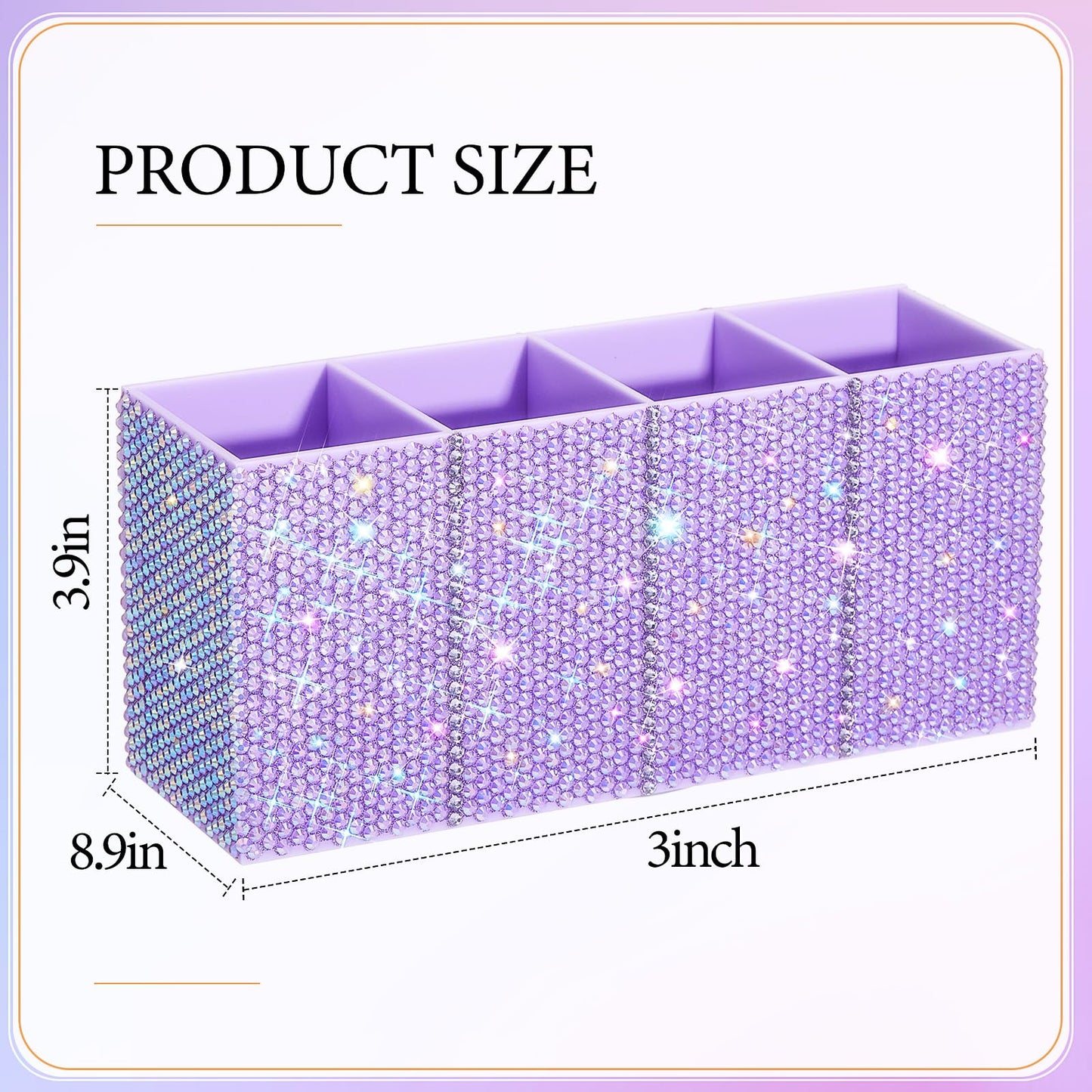 Resholder Rhinestone Desk Organizer, Purple Pen Makeup Brush Holder