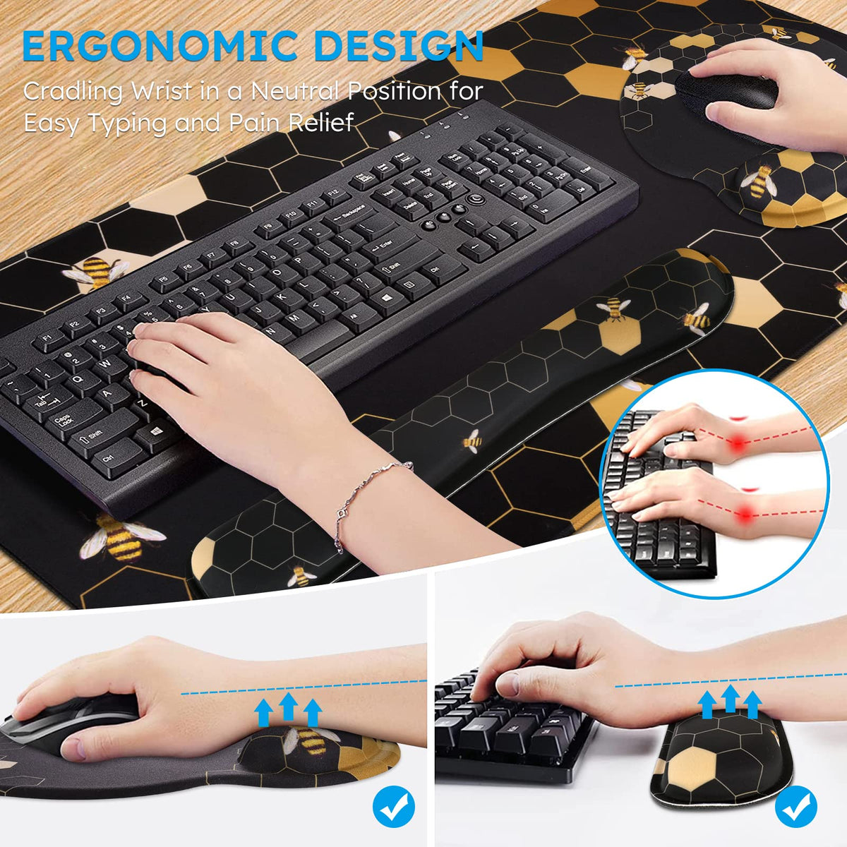 iCasso Honeycomb Mousepad 35.4"x15.7", Desk Protector for Workspace