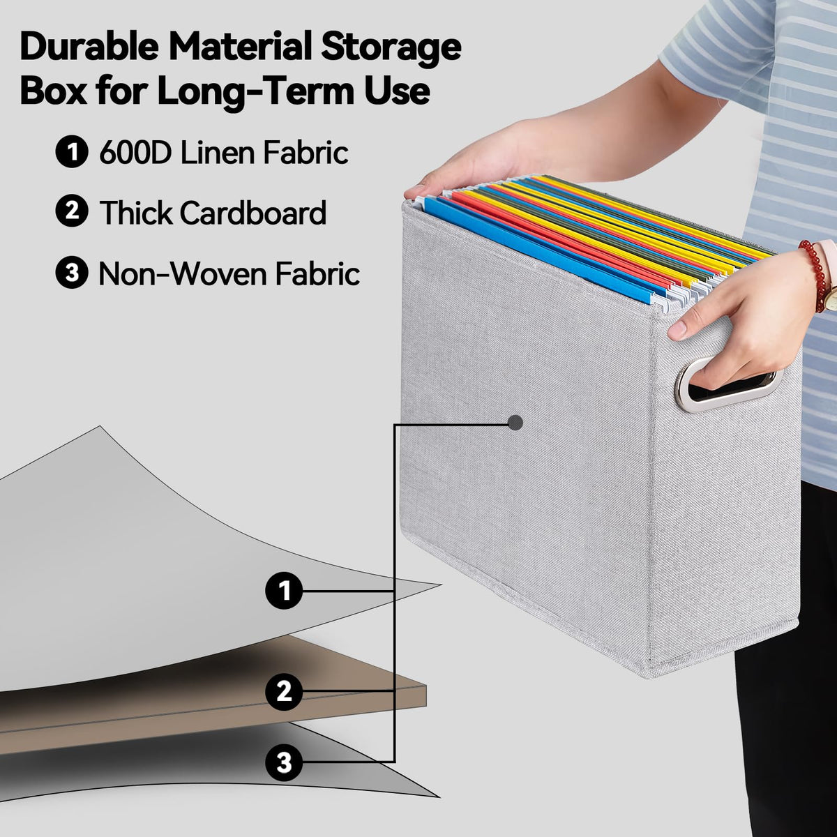 ComfortKeeper 4 Pack Letter Size File Storage Box Collapsible, Fabric Hanging File Folders