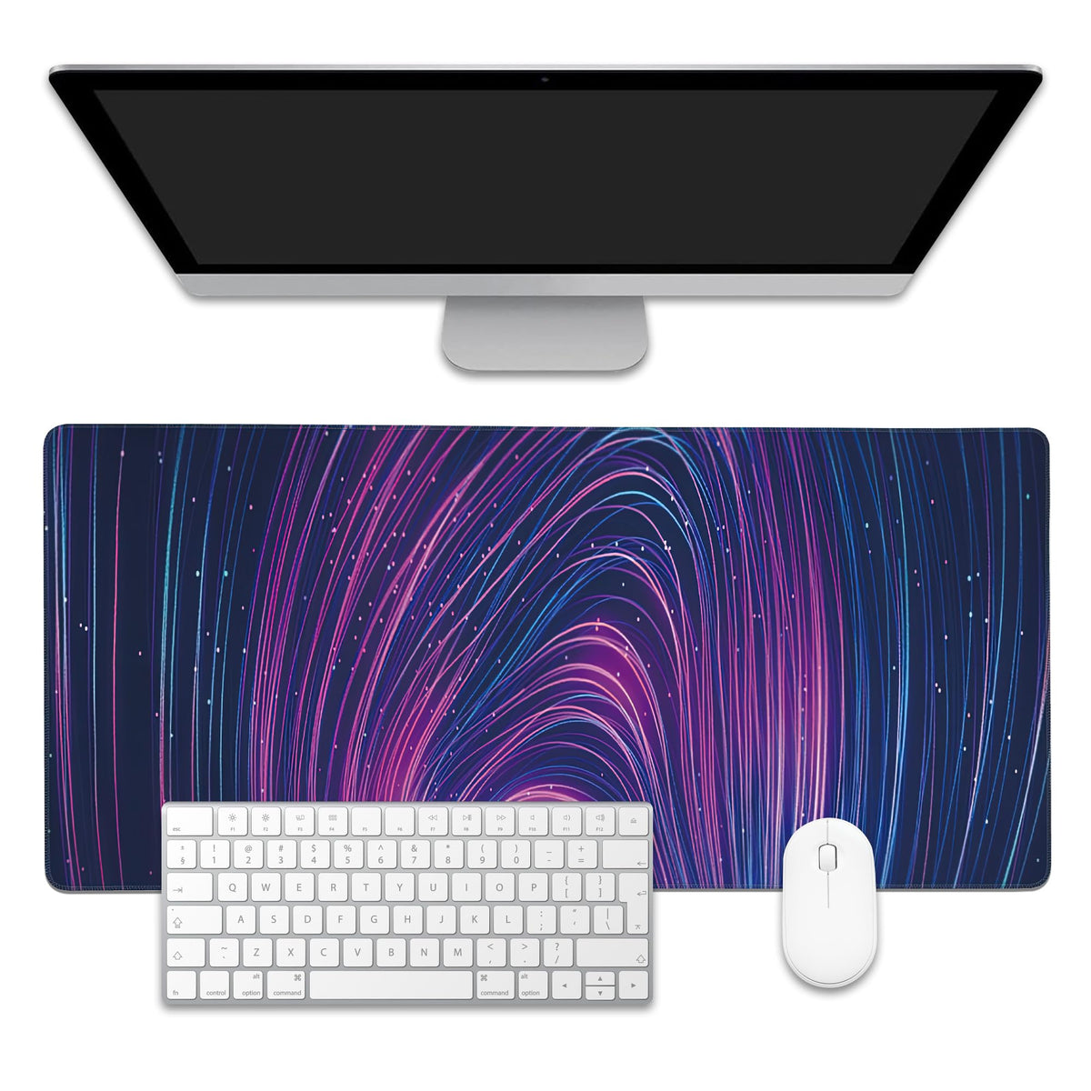 EOBKLAX Futuristic Neon Swirl Lines Large Gaming Mouse Pad,Waterproof Desk Mat for Desktop,Non-Slip