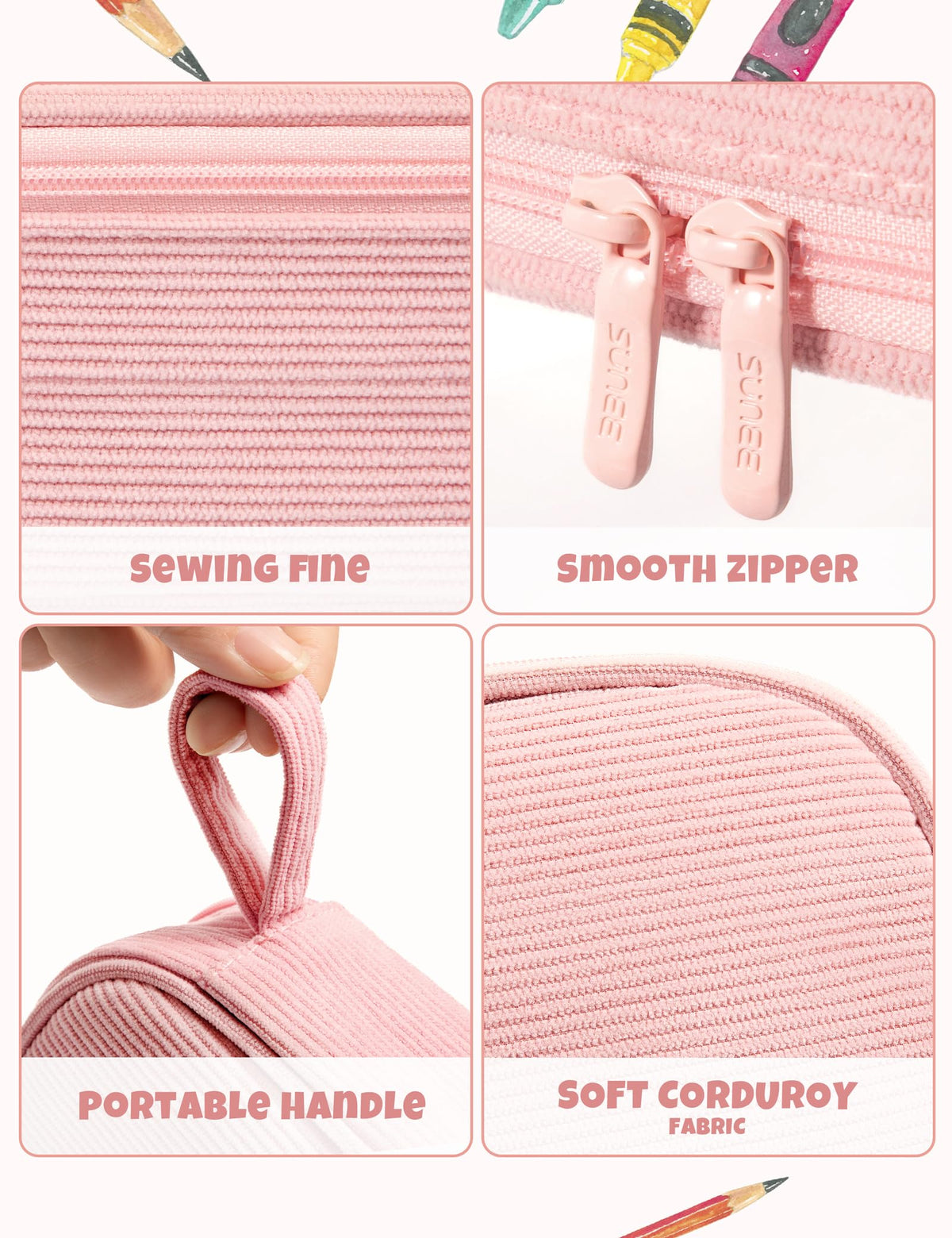 SUNEE Cute Pencil Case, Large Pencil Pouch, Aesthetic Big Pencil Bag with Zipper, Kawaii Stationery