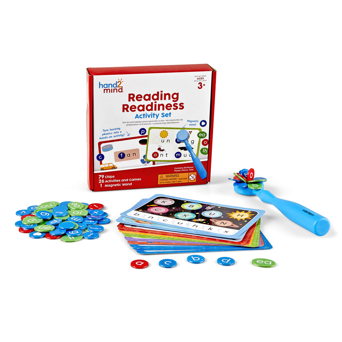 hand2mind Reading Readiness Activity Set, Magnetic Wands and Chip Set, Learn to Spell for Kids
