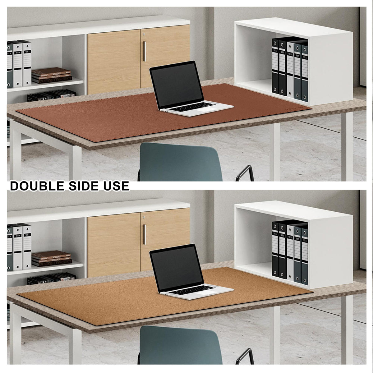 MAIDERN 43.3”x 19.6” Leather Desk Mat, Large Desk Pad, Cork & Leather Large Mouse pad for Desk