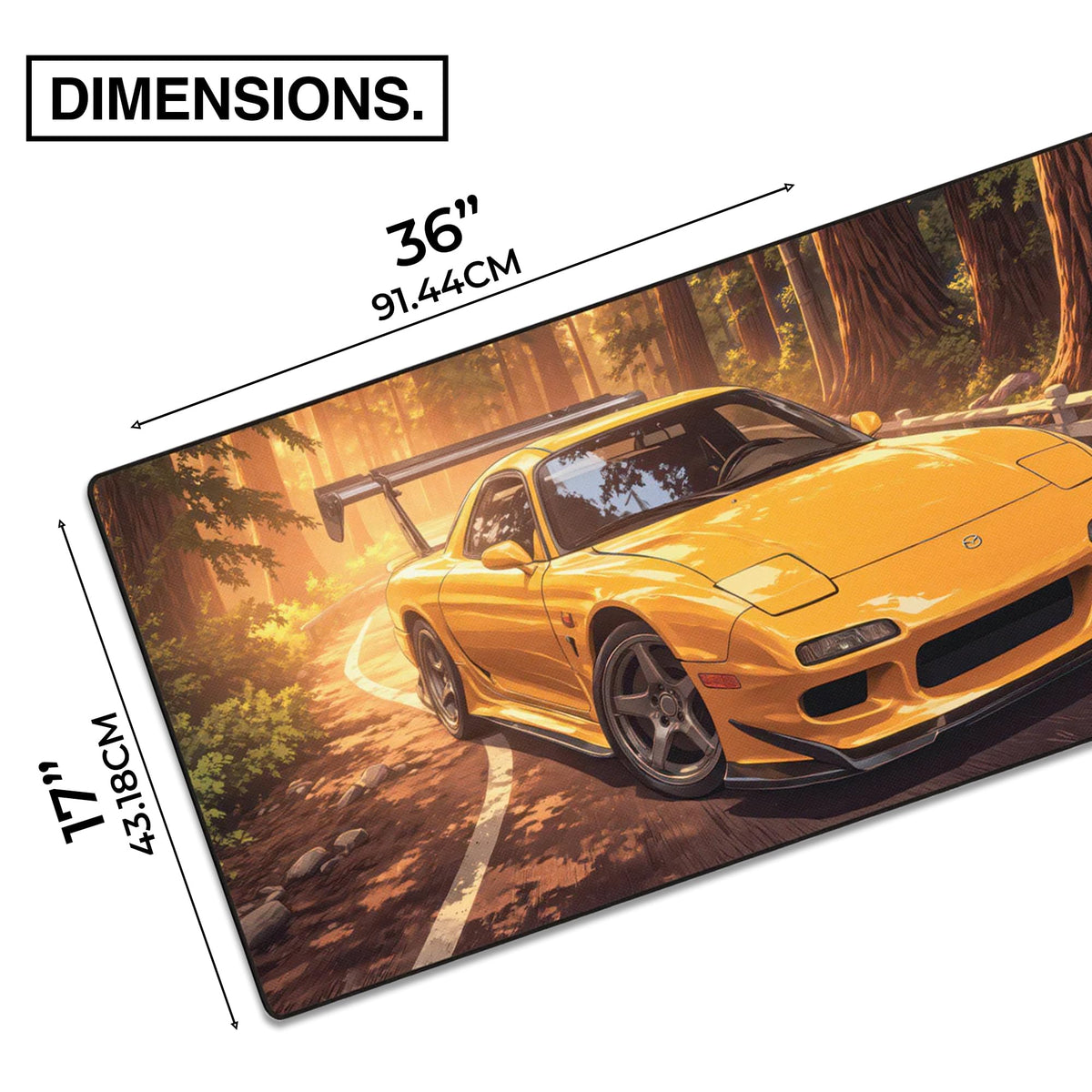 MPCO. Rikimaru's RX7 Gaming Desk Pad, 36" x 17" Duraglyde Fabric Desk Mat